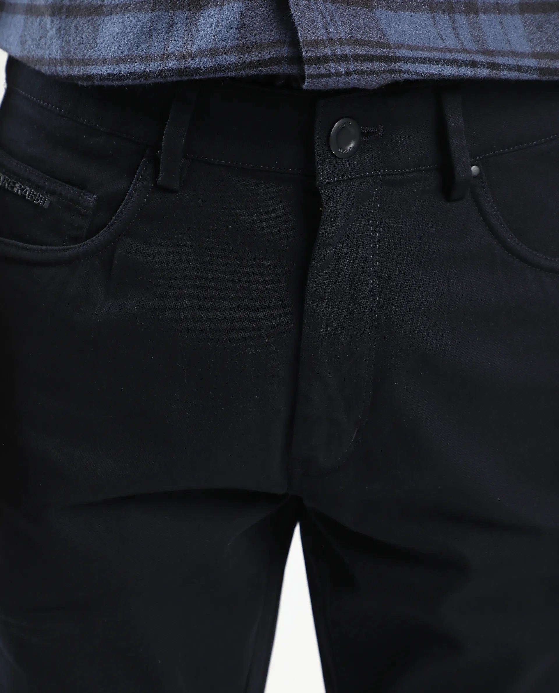 Rare Rabbit Men's Spoke-Aw25 Navy Cotton Blend Plain Regular Fit Trouser