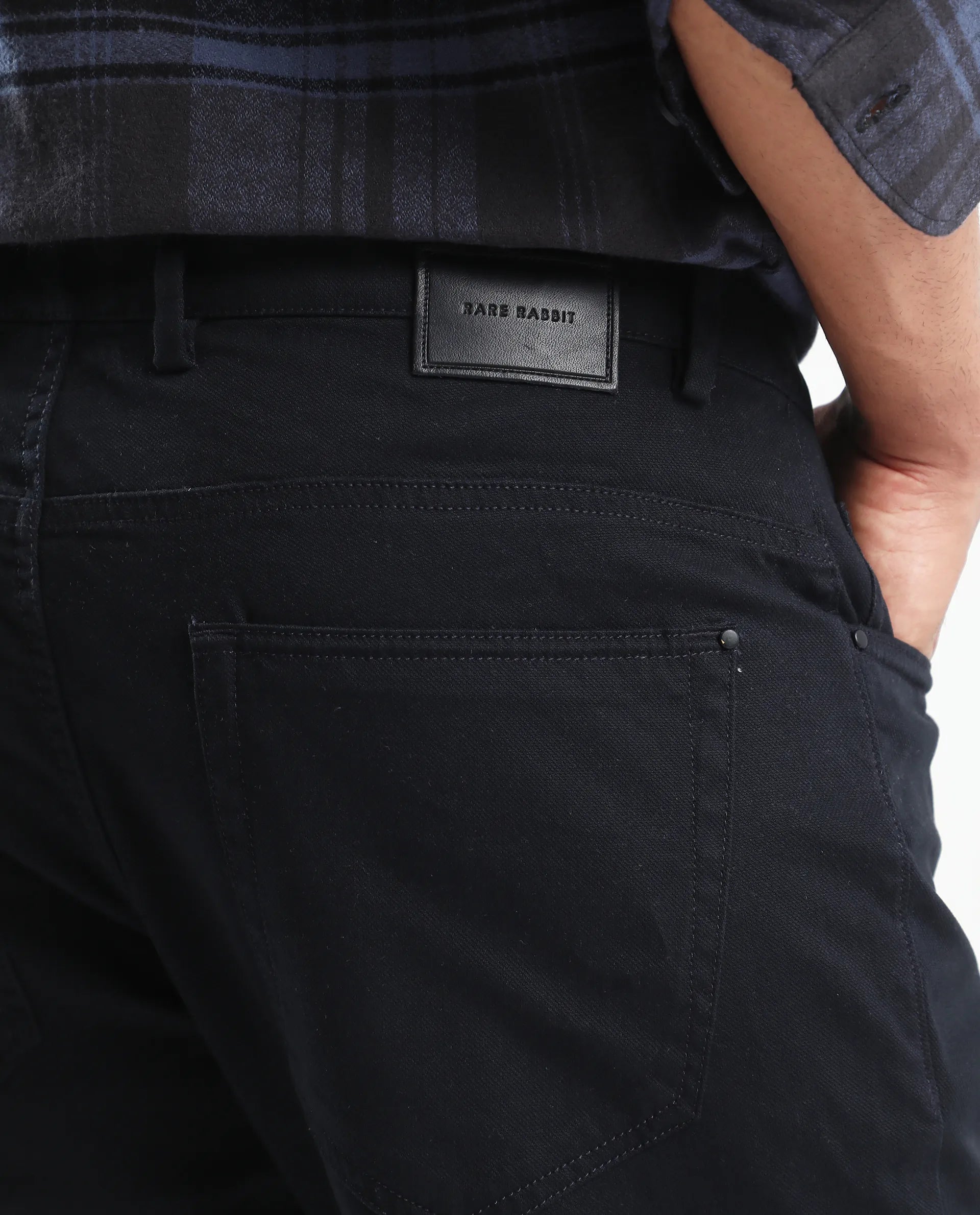 Rare Rabbit Men's Spoke-Aw25 Navy Cotton Blend Plain Regular Fit Trouser