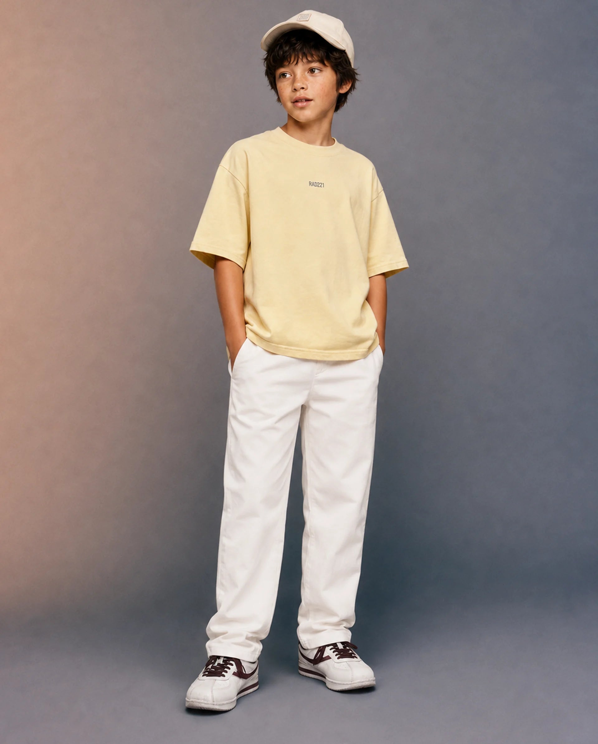 Rare Ones Kids Spoke-K-Aw26 White Cotton Blend Fabric Button And Zipper Closure Slim Fit Trouser