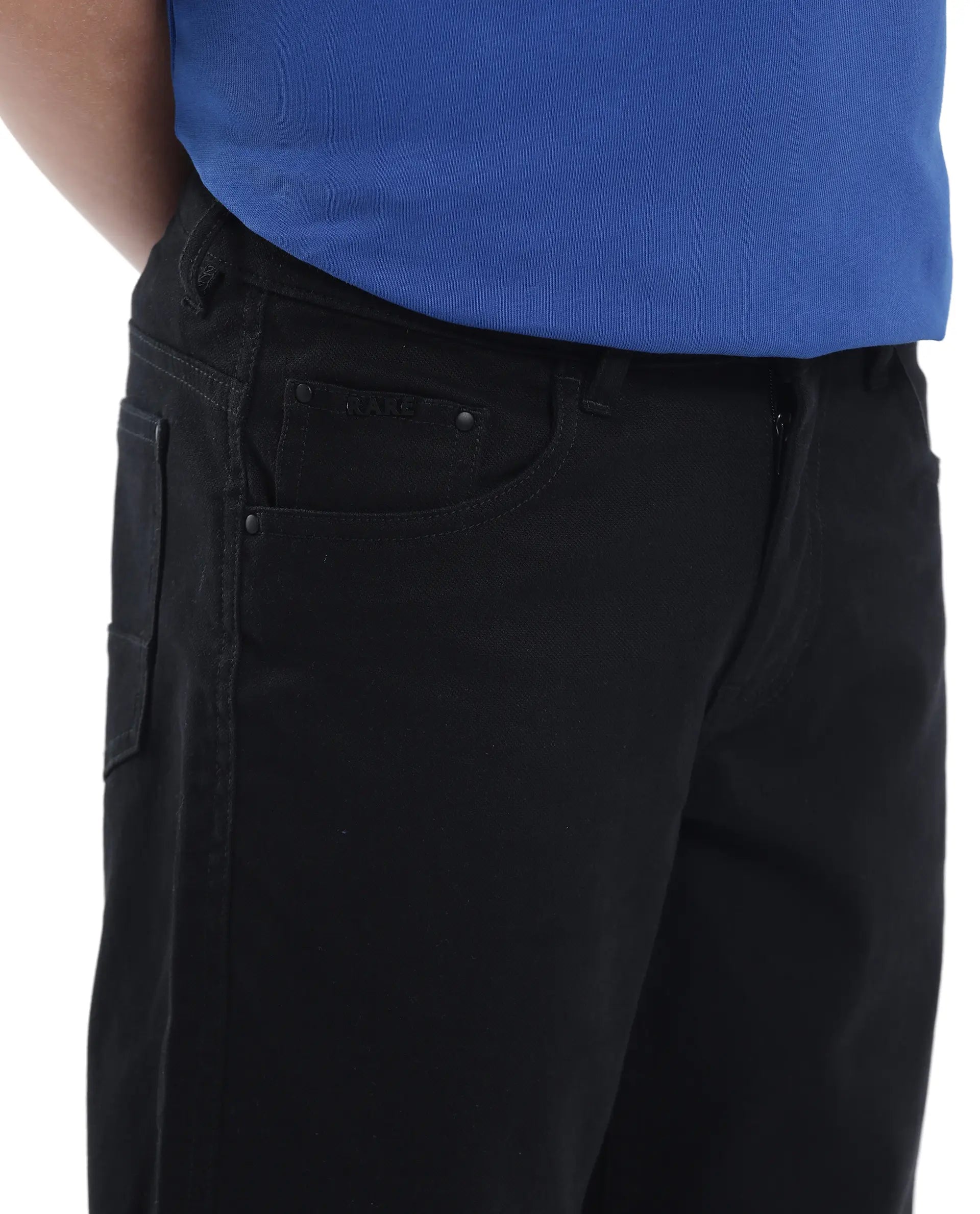 Rare Ones Kids Spoke-K Black Cotton Button And Zip Closure Solid Regular Fit Trouser