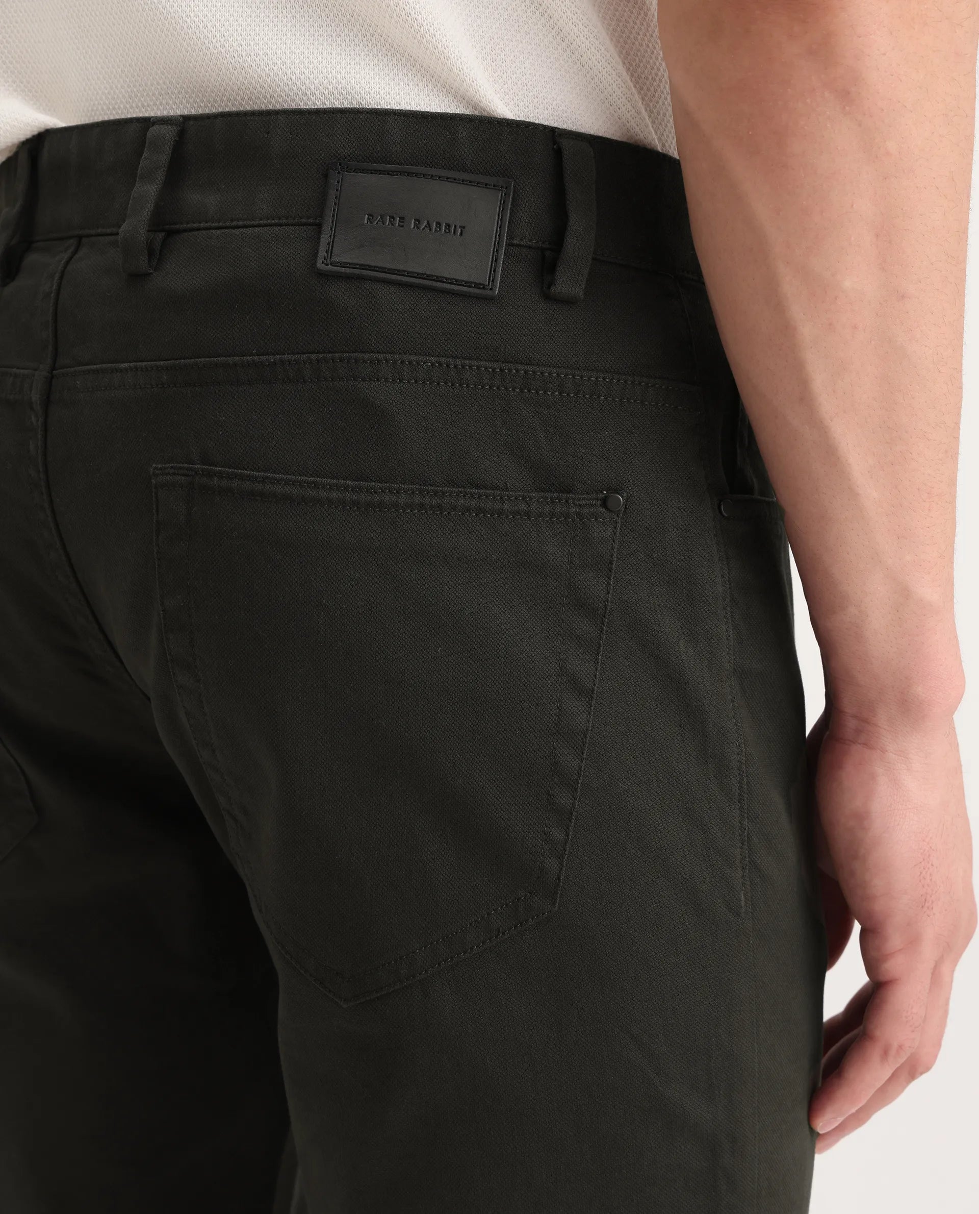 Rare Rabbit Men's Spoke-Aw25 Dark Green Cotton Blend Plain Regular Fit Trouser