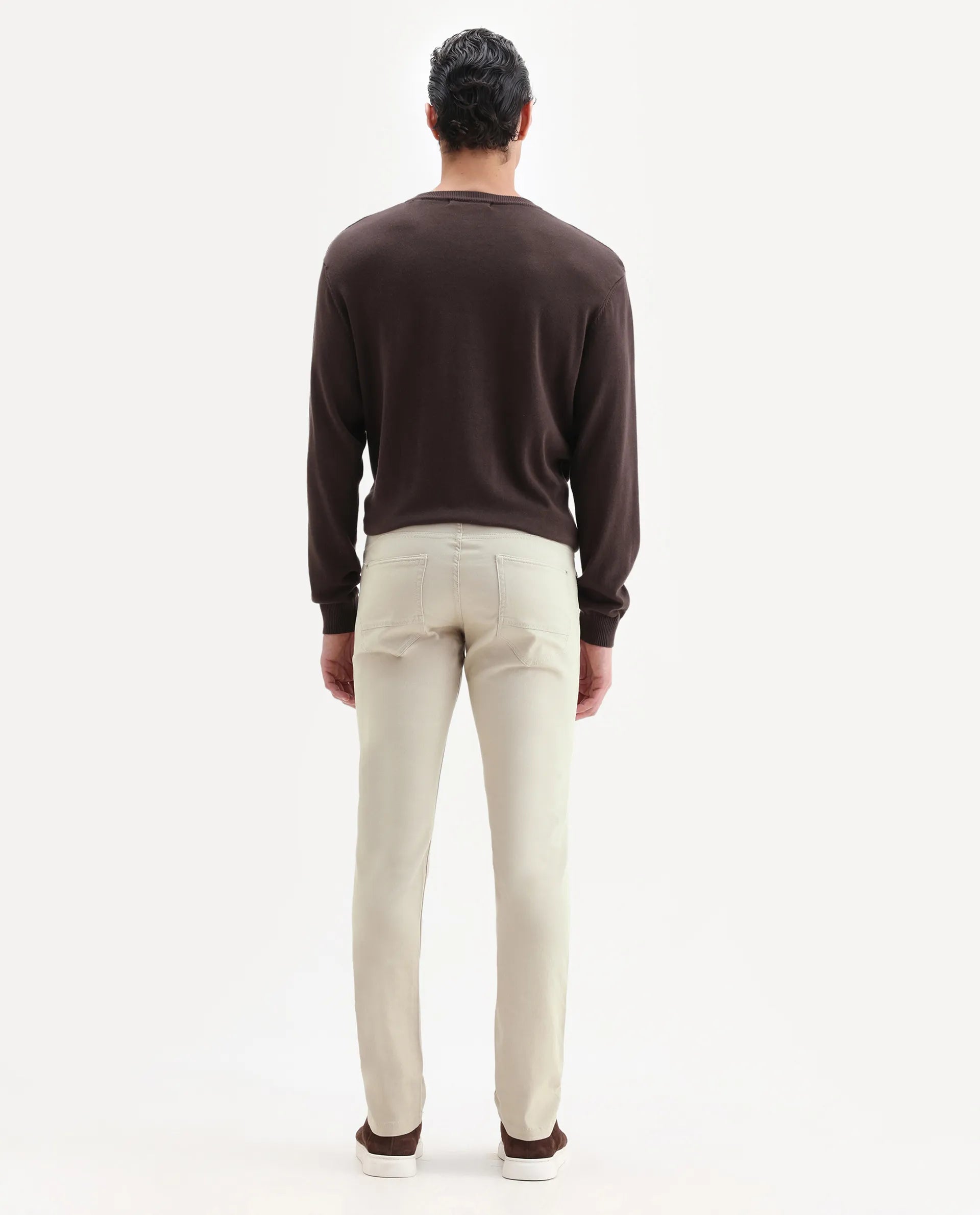 Rare Rabbit Men's Spoke Beige Cotton Plain Regular Fit Trouser