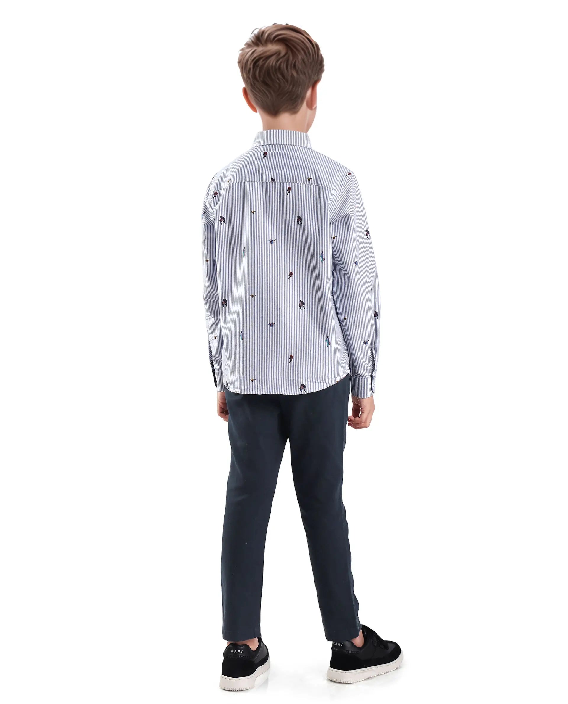 Rare Ones Kids Spon Navy Cotton Button & Zip Regular Fit Plain Trouser