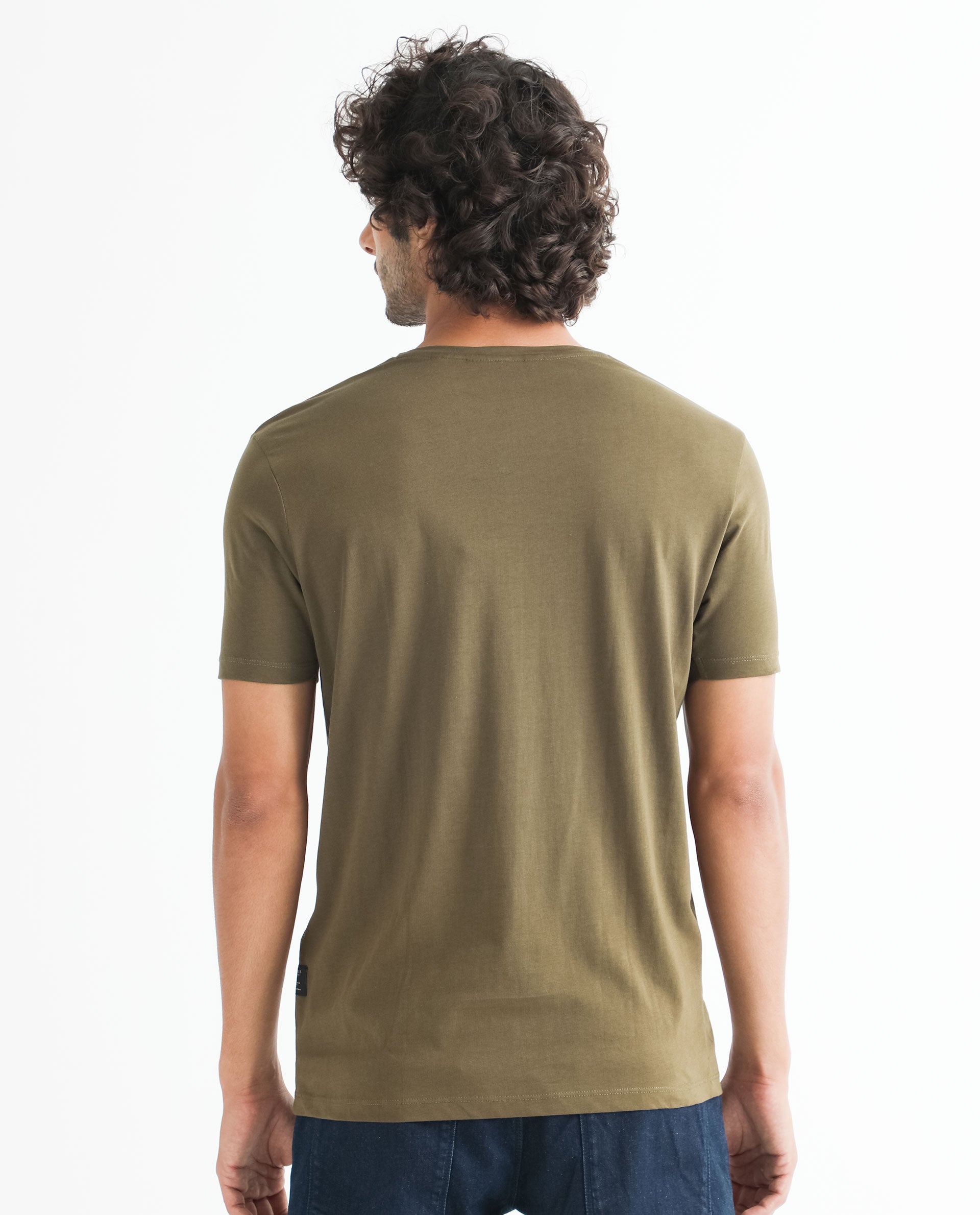 Rare Rabbit Men's Spread Green Crew Neck Regular Fit Tropical Graphic Print T-Shirt