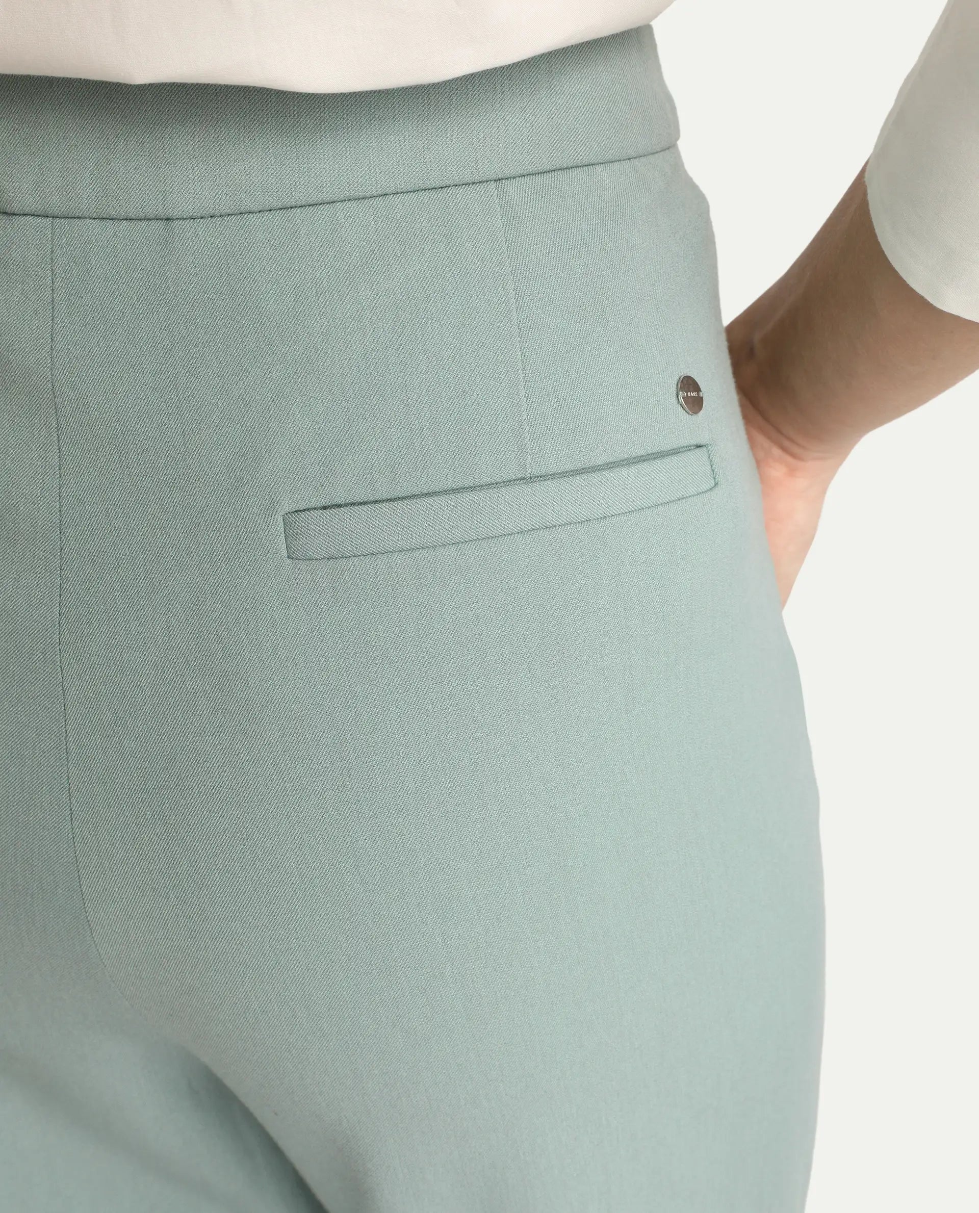 Rareism Women's Srait Aqua Polyester blend Straight Fit Travel Trouser