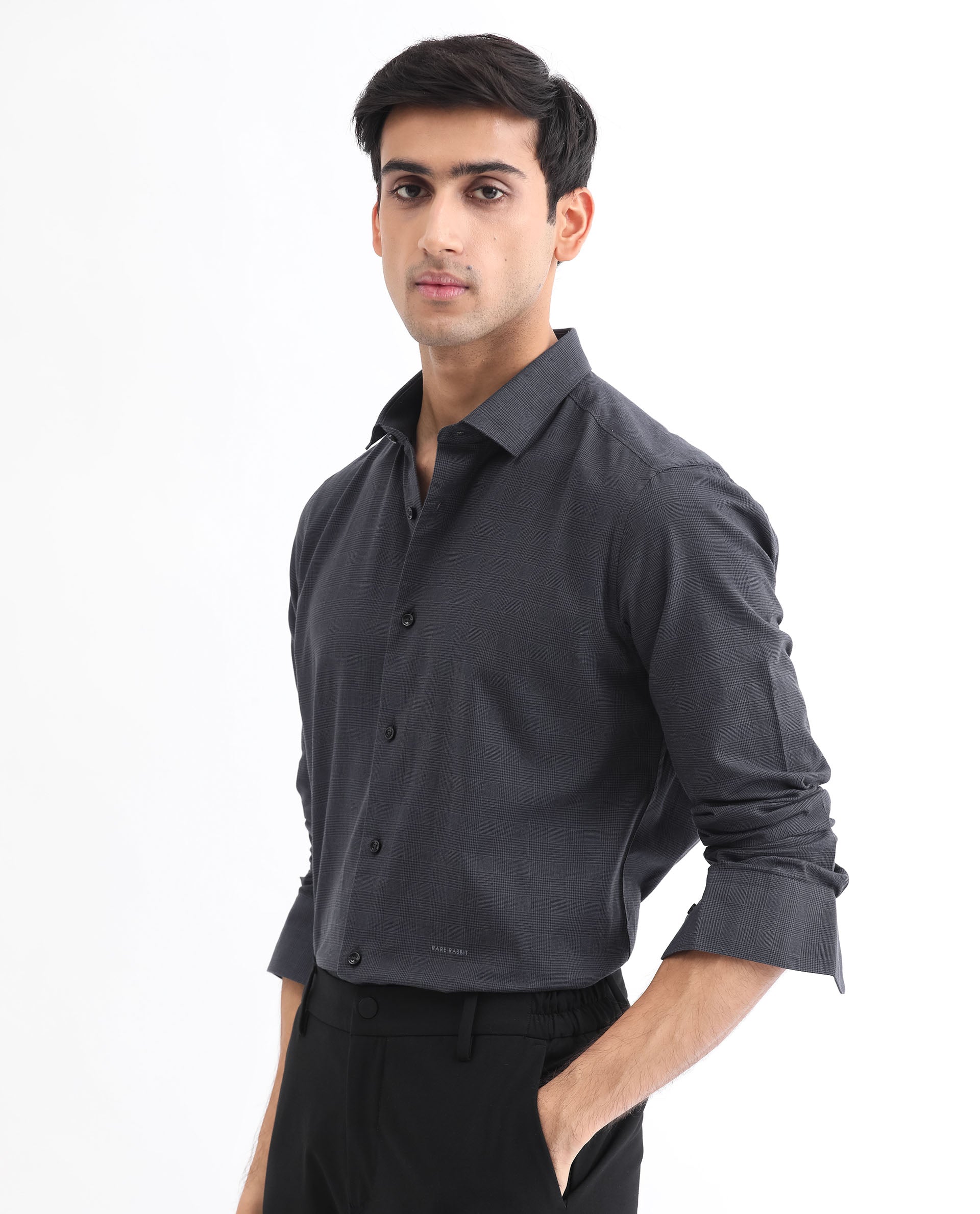 Rare Rabbit Men's Stark Black Full Sleeves Checks Print Shirt