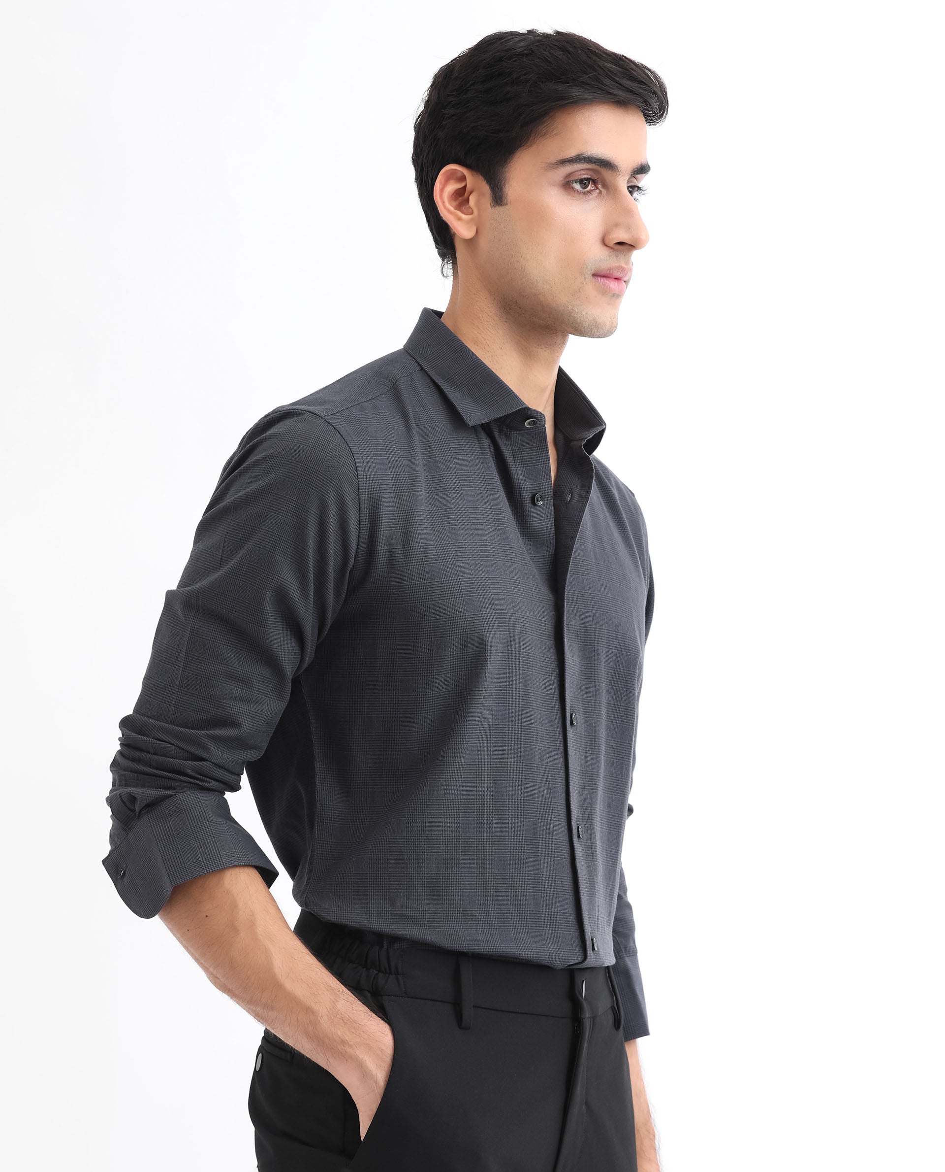 Rare Rabbit Men's Stark Black Full Sleeves Checks Print Shirt