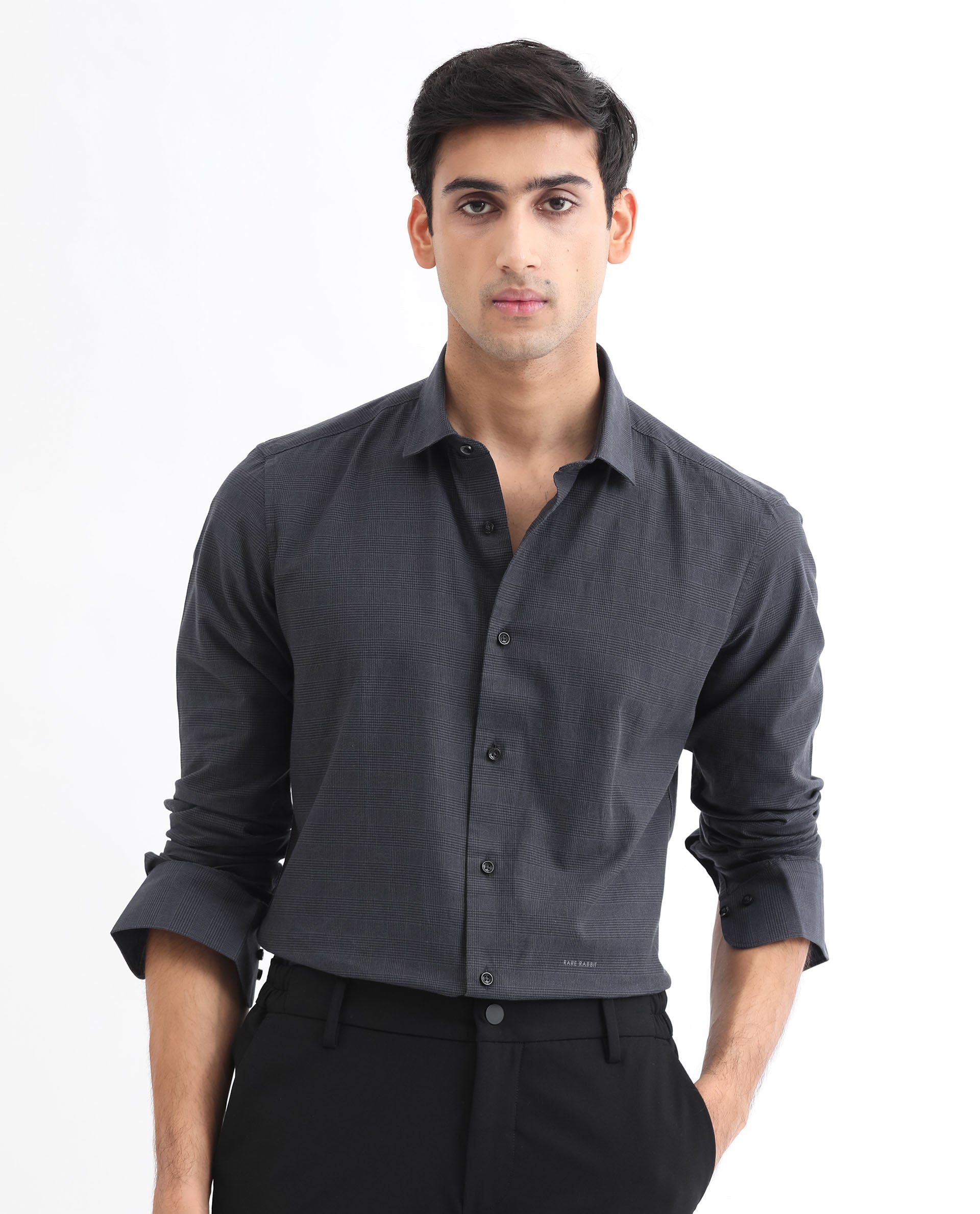 Rare Rabbit Men's Stark Black Full Sleeves Checks Print Shirt