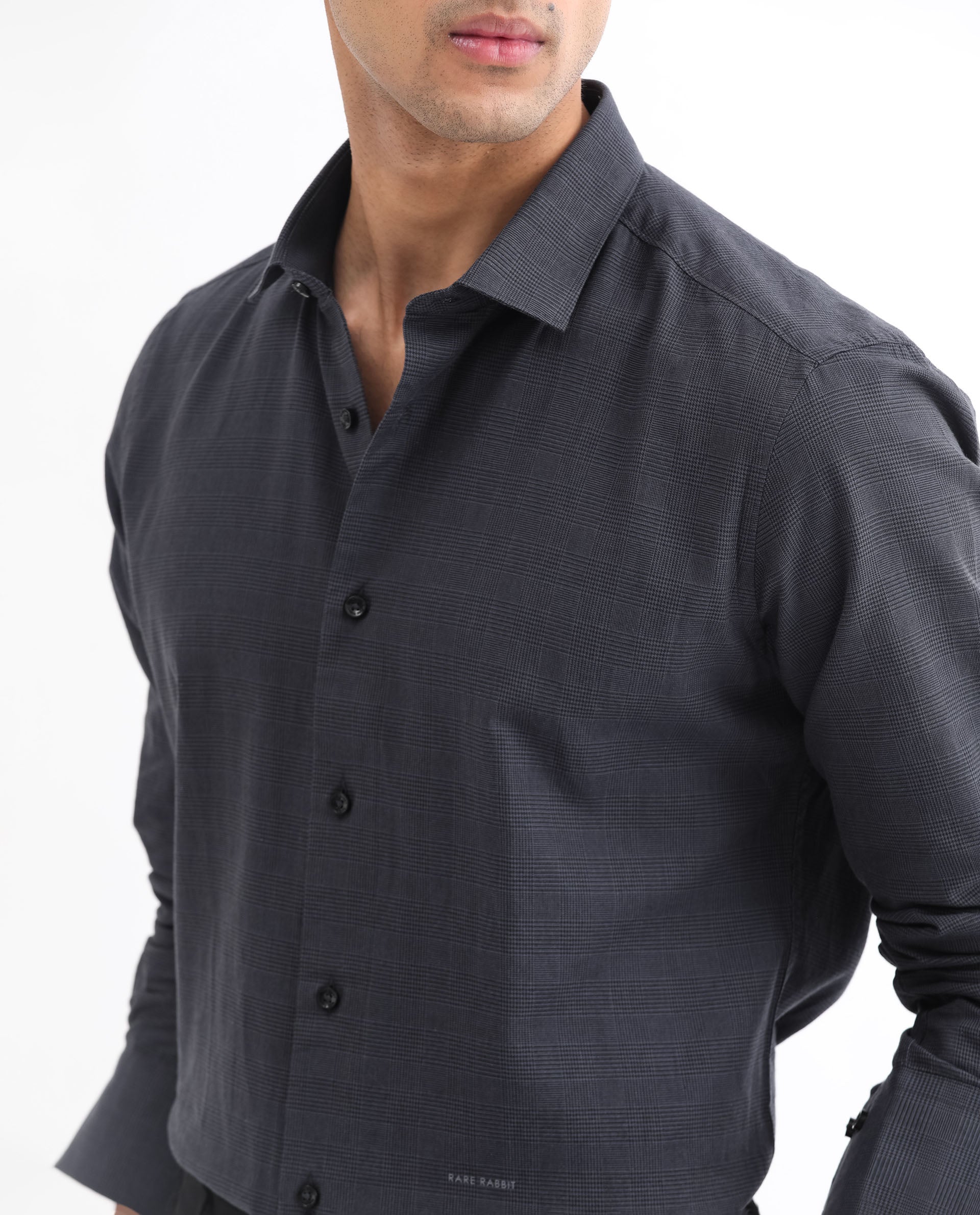 Rare Rabbit Men's Stark Black Full Sleeves Checks Print Shirt