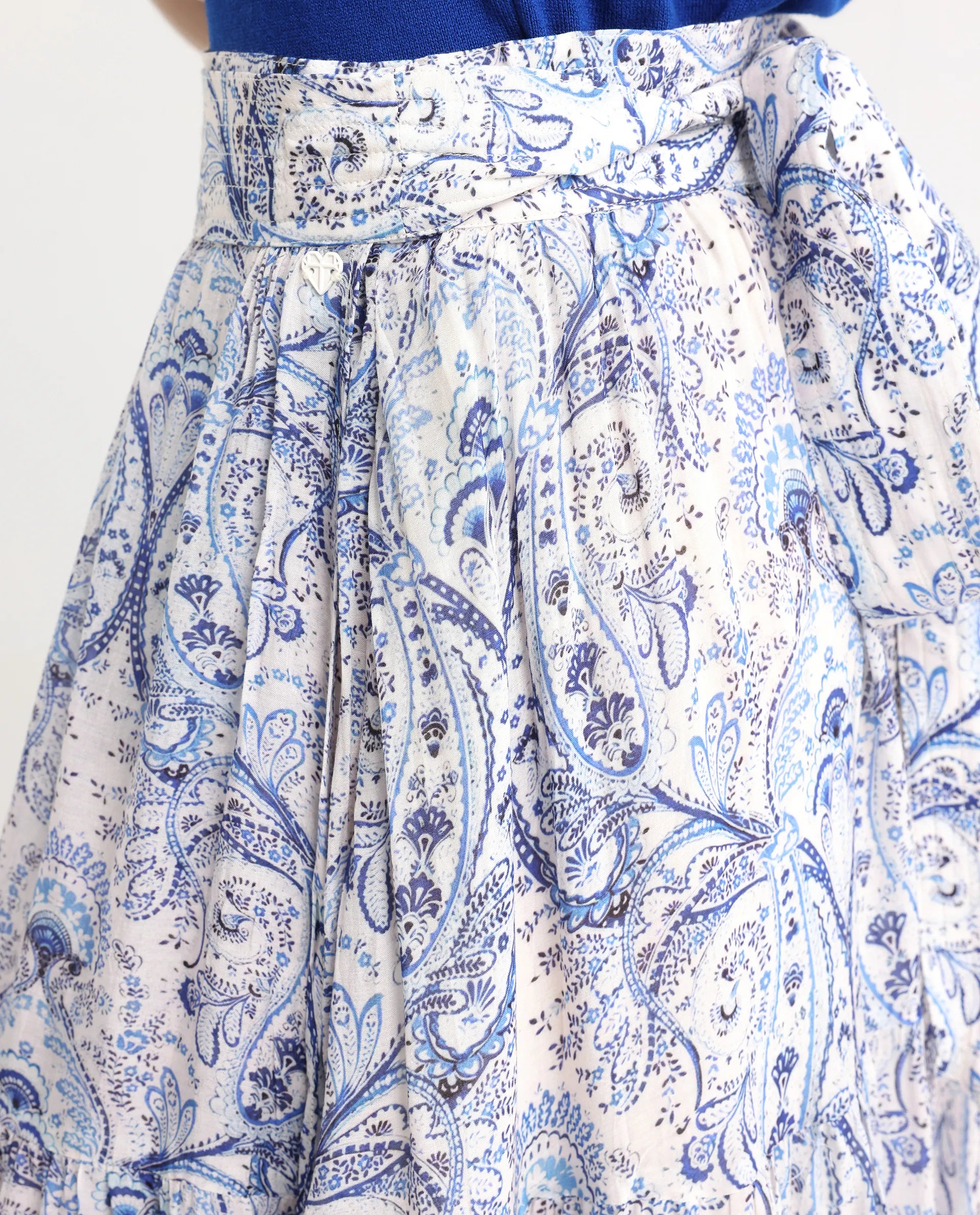 Rareism Women's Stignert Multi Cotton Paisley Print Ankle Length Relaxed Fit Skirt