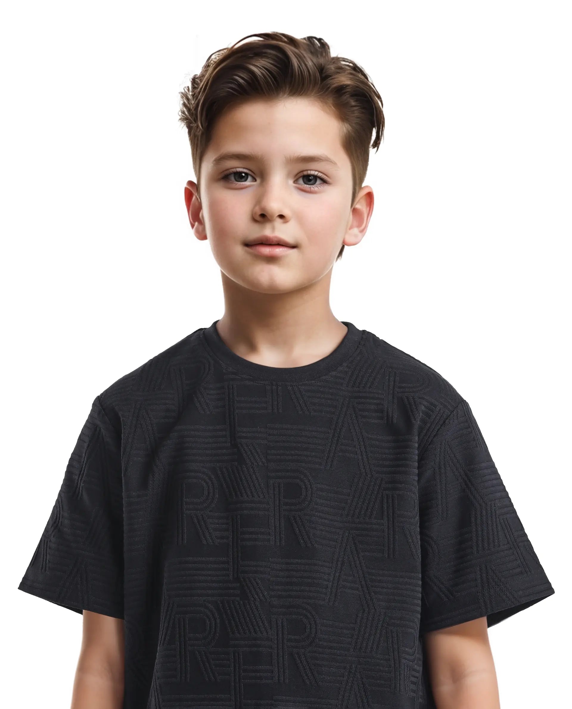 Rare Ones Kids Stom Black Cotton Short Sleeve Crew Neck Solid T-Shirt
