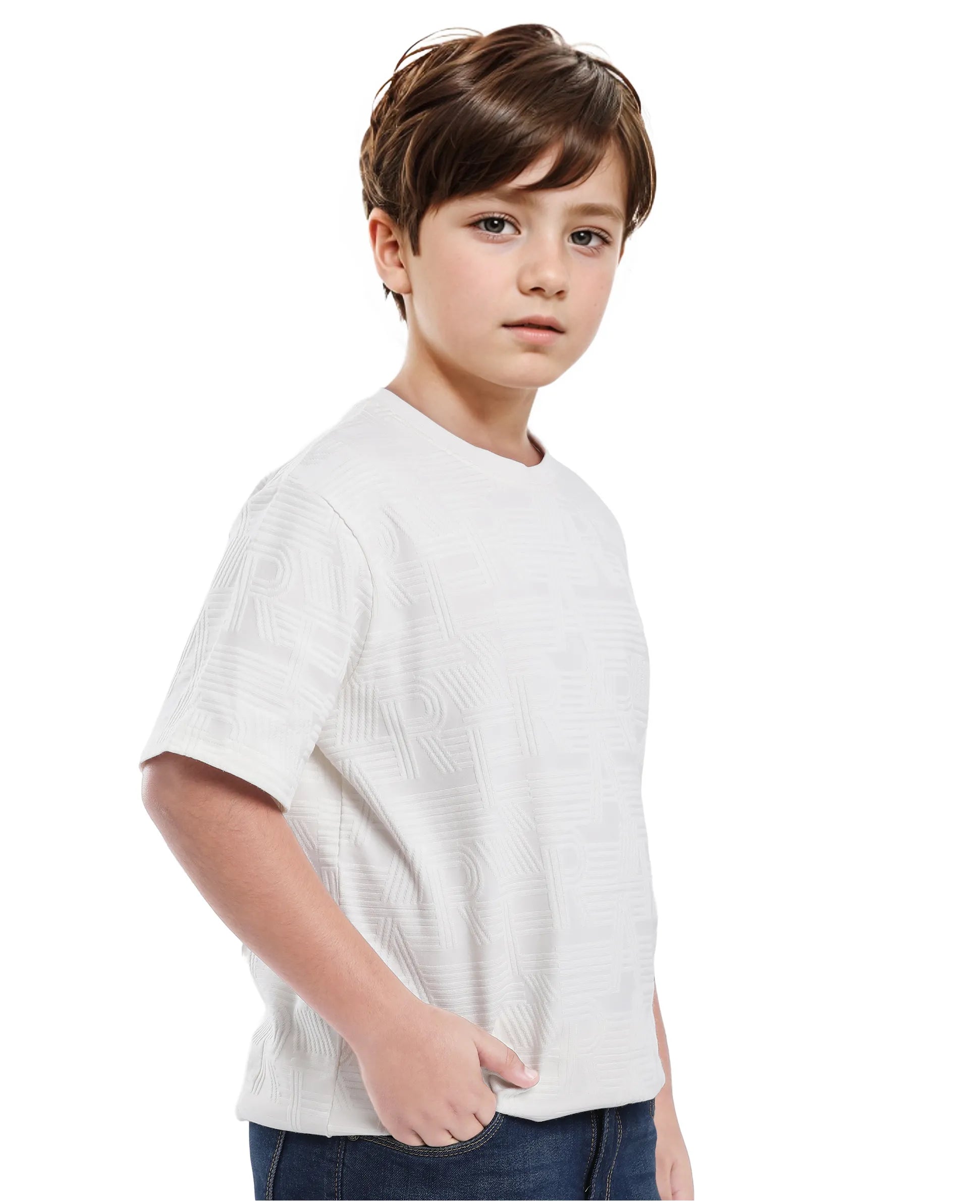 Rare Ones Kids Stom Offwhite Cotton Short Sleeve Crew Neck Solid T-Shirt