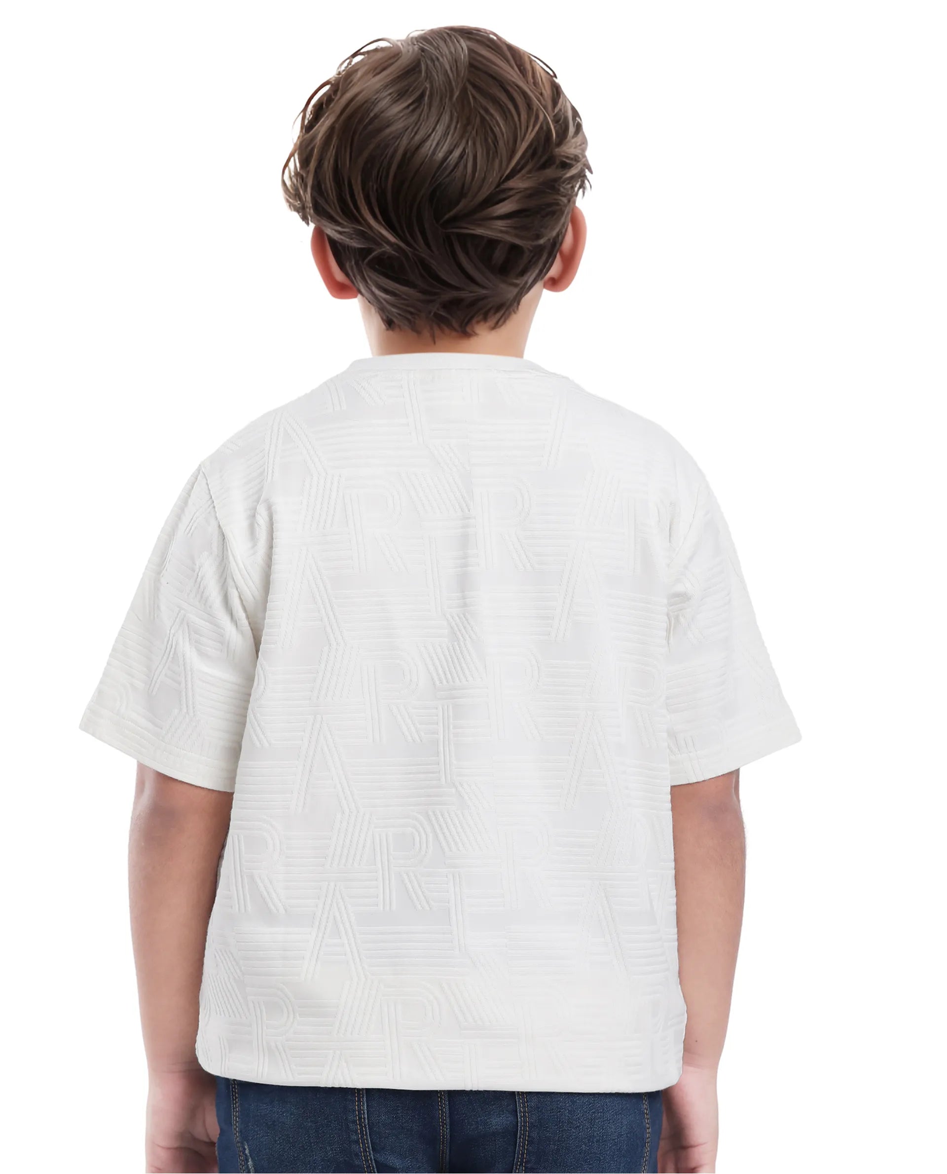 Rare Ones Kids Stom Offwhite Cotton Short Sleeve Crew Neck Solid T-Shirt