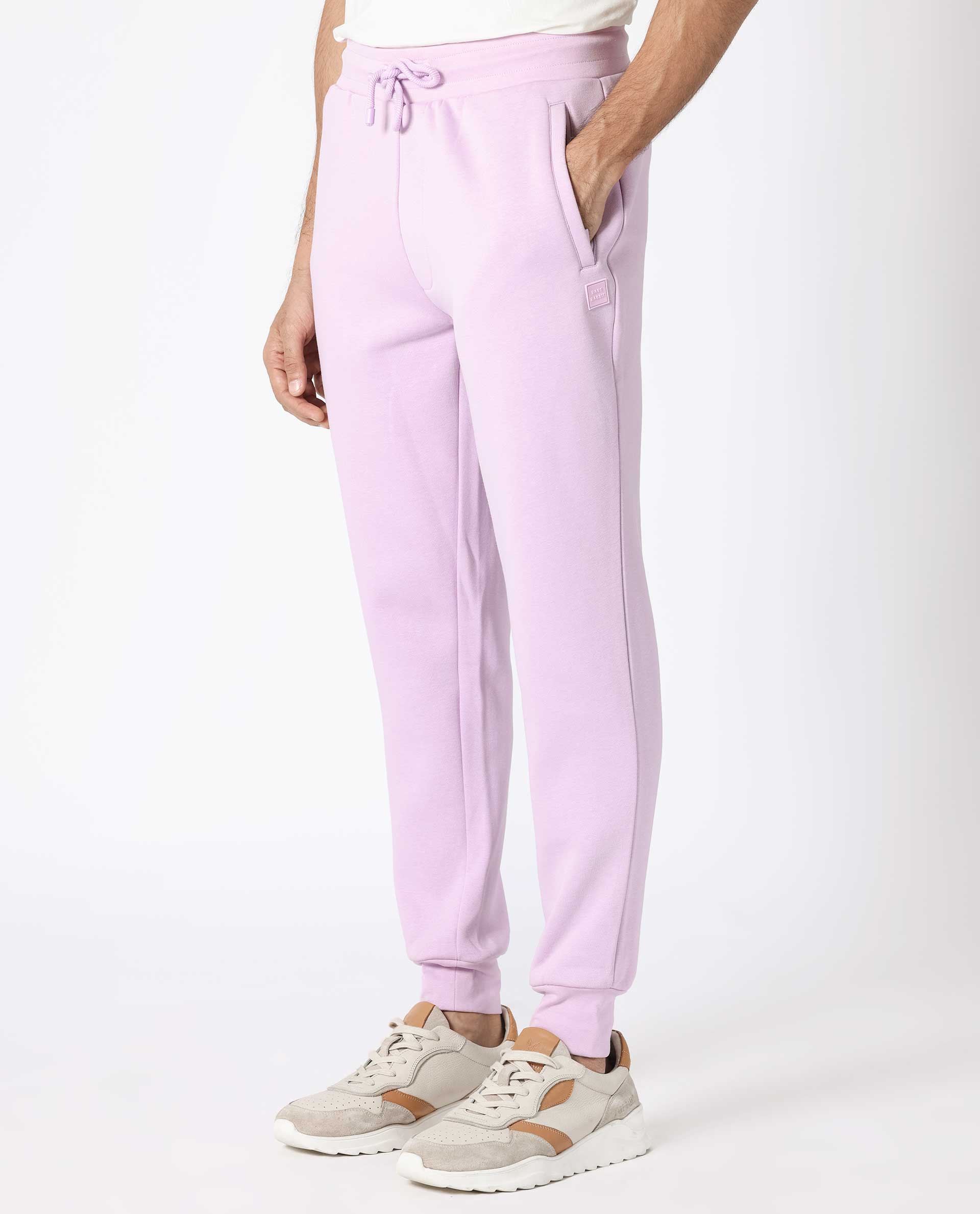 Rare Rabbit Mens Stormy Pastel Purple Cotton Polyester Fabric Drawstring Closure Regular Fit Mid Rise Trackpant