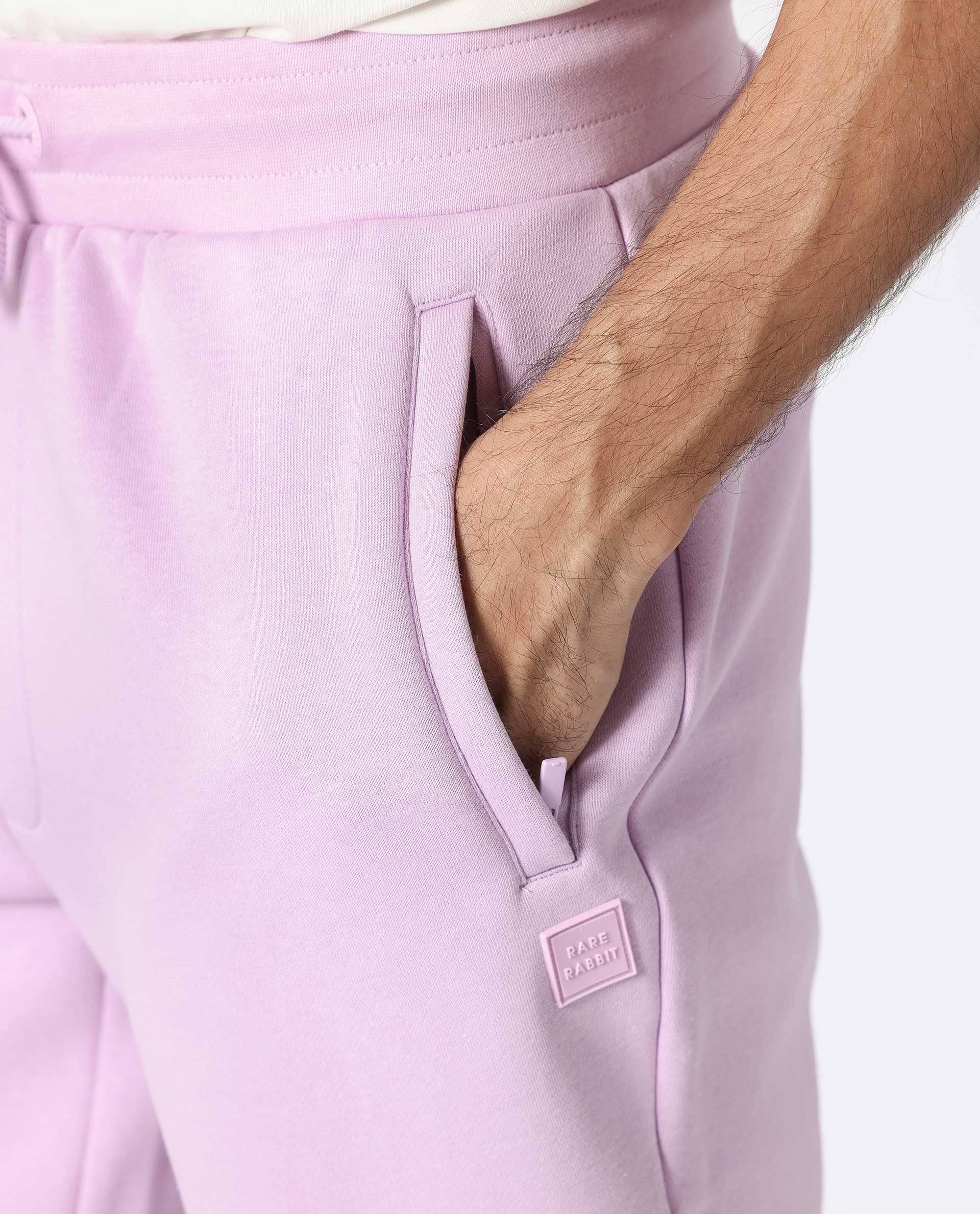 Rare Rabbit Mens Stormy Pastel Purple Cotton Polyester Fabric Drawstring Closure Regular Fit Mid Rise Trackpant