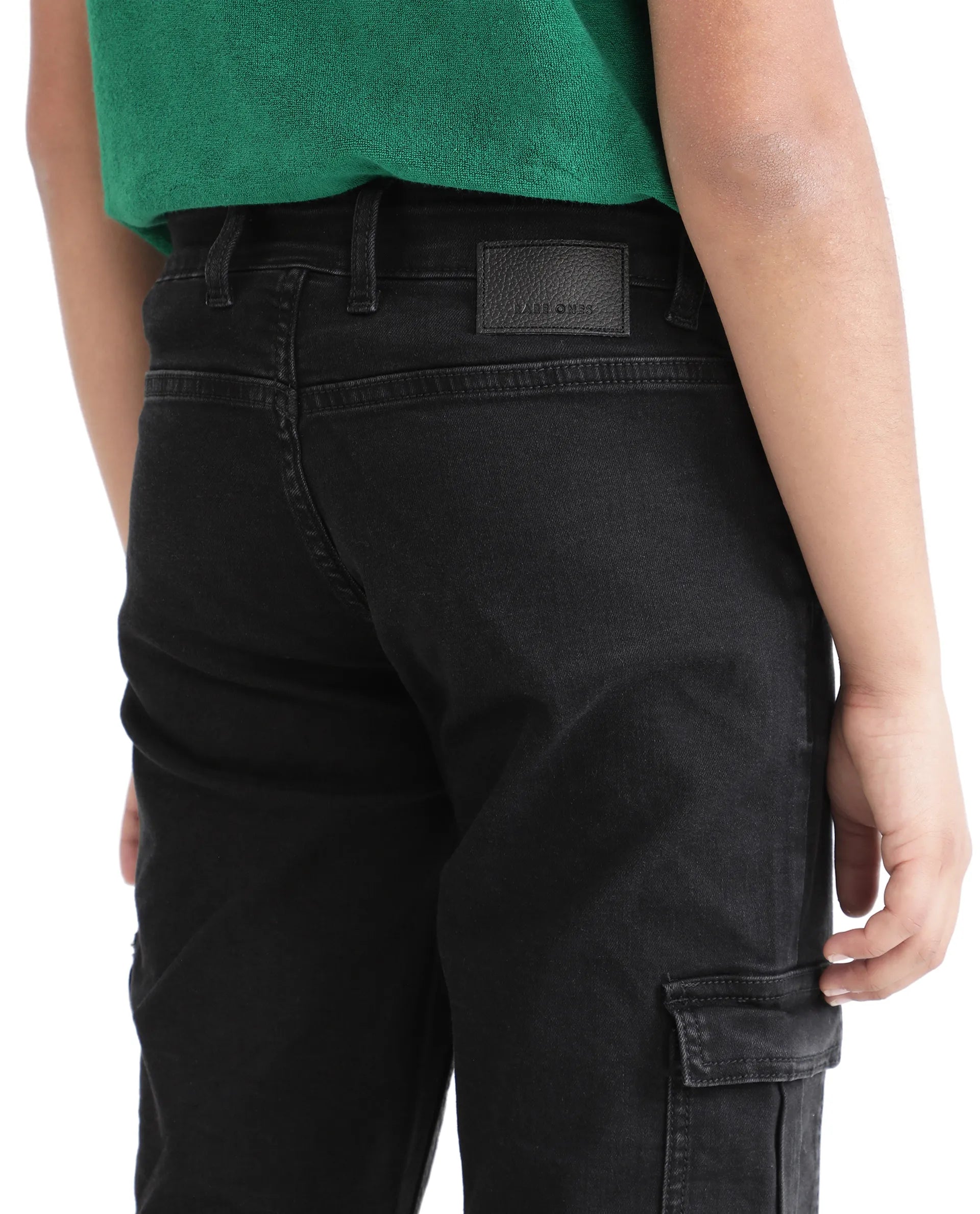 Rare Ones Kids Strait Black Cotton Zipper Closure Solid Loose Fit Jeans