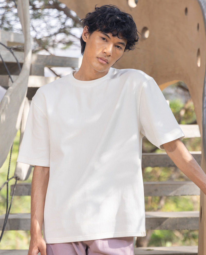 OVERSIZED SOLID TEXTURED T-SHIRT