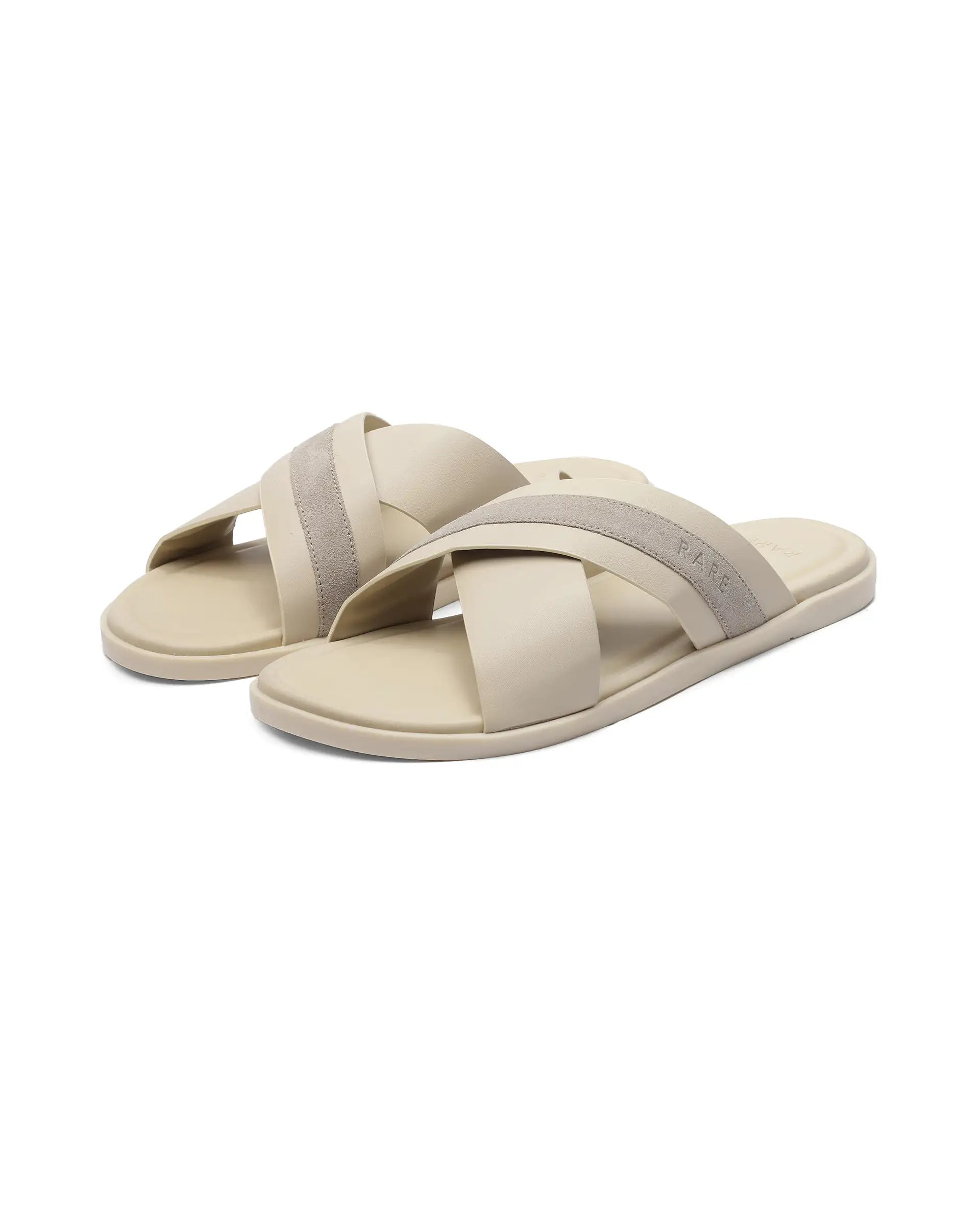 Rare Rabbit Men's Stride Beige Slip-On Closure Sandal