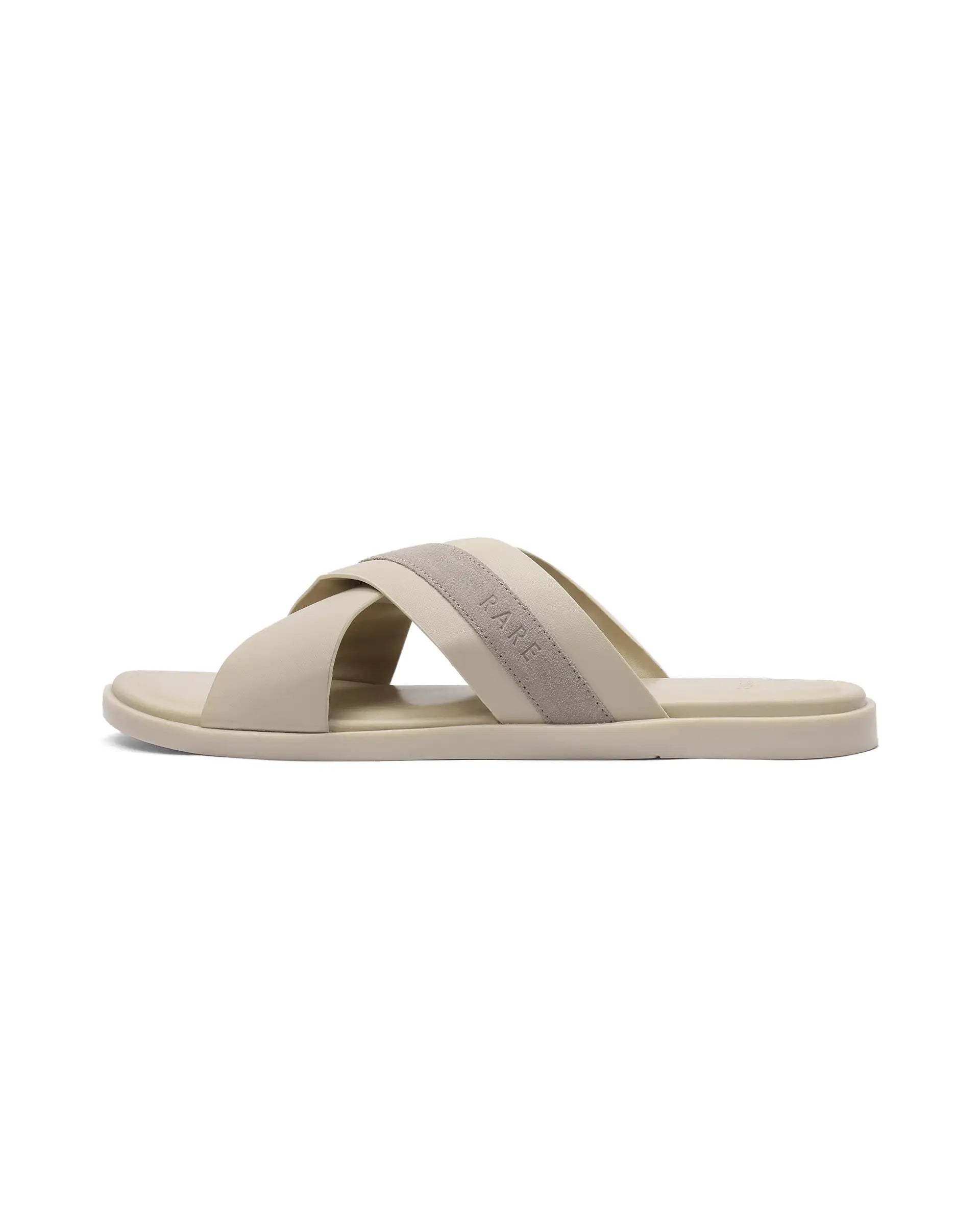 Rare Rabbit Men's Stride Beige Slip-On Closure Sandal