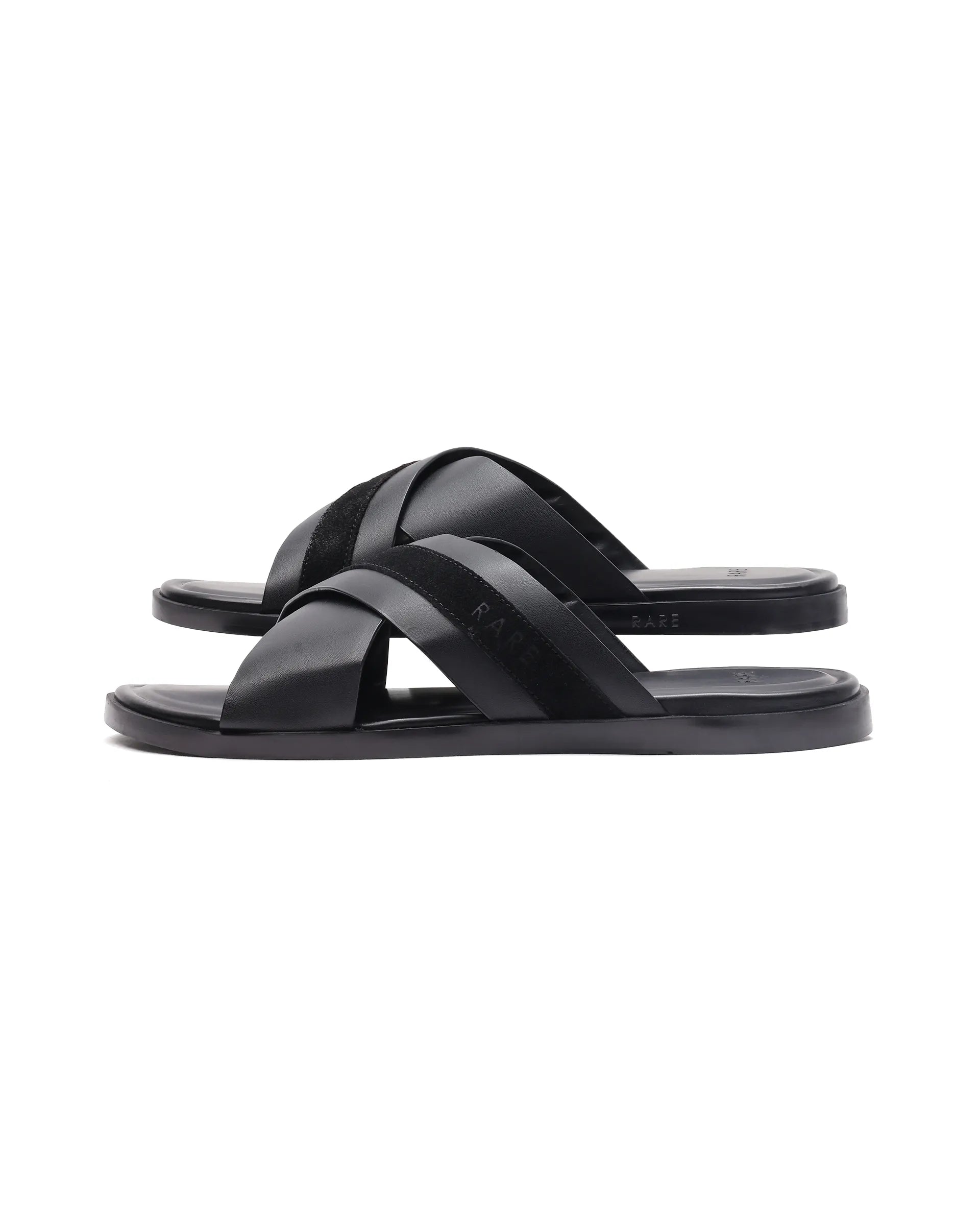 Rare Rabbit Men's Stride Black Slip-On Closure Sandal