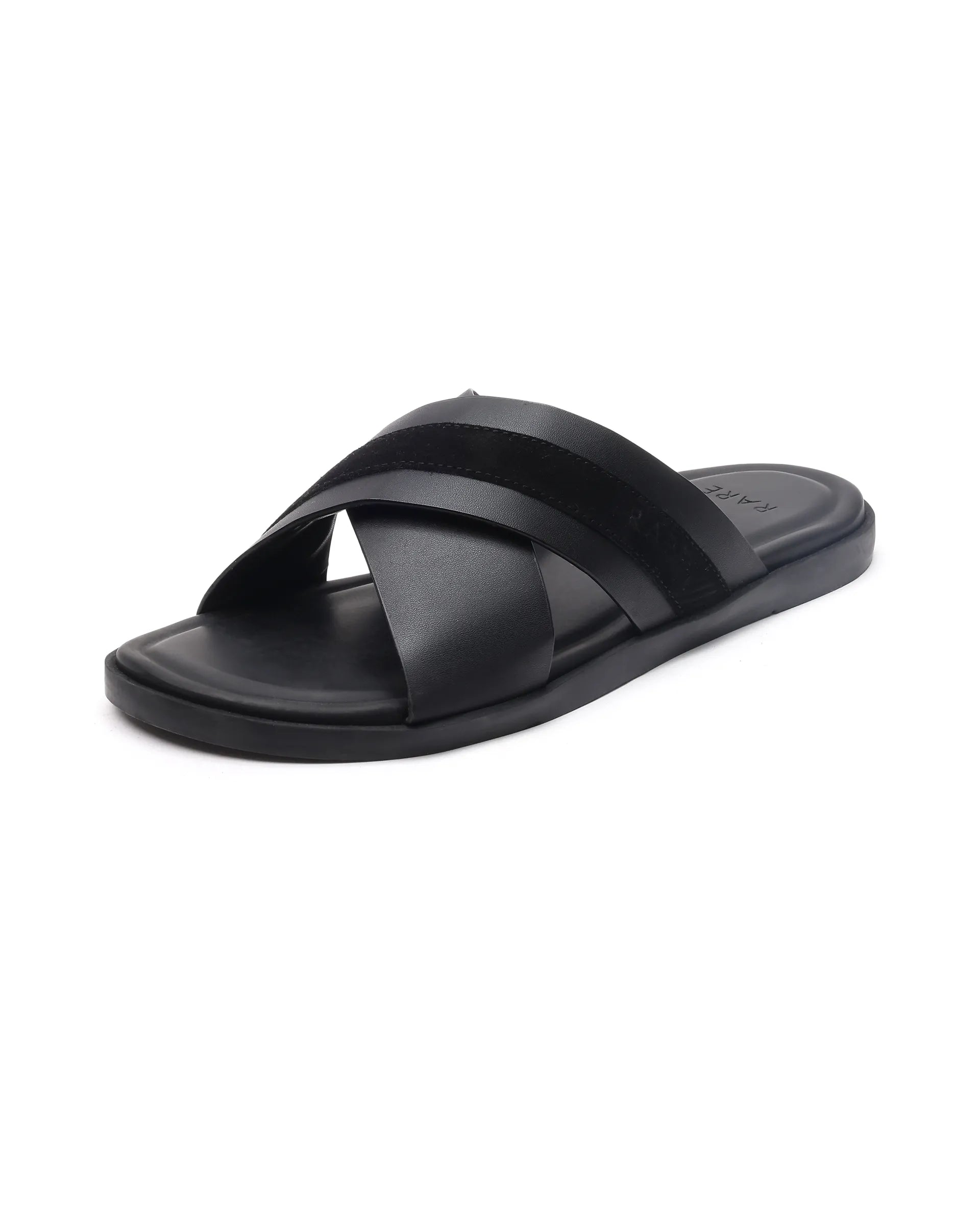 Rare Rabbit Men's Stride Black Slip-On Closure Sandal
