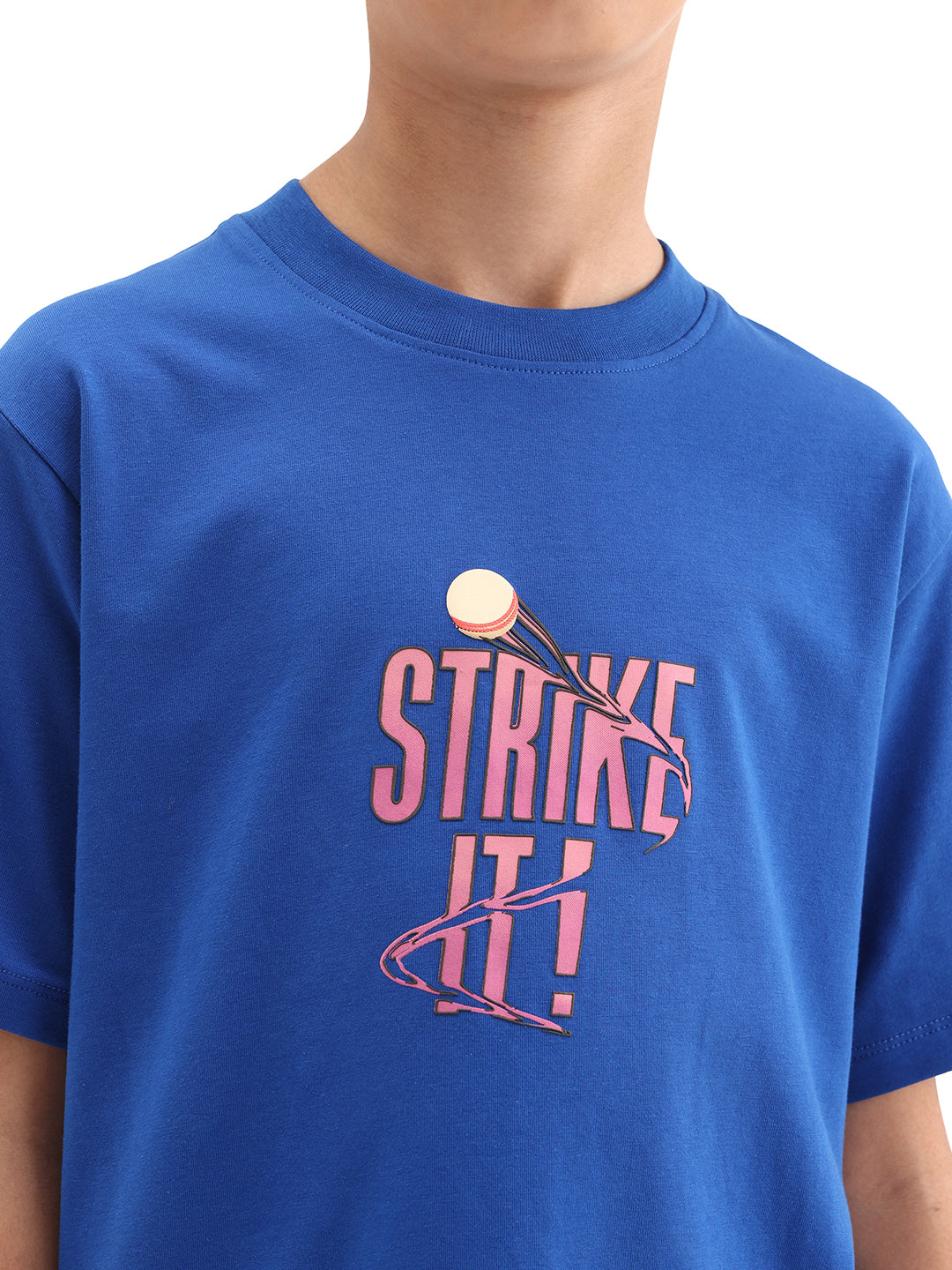 Rare Ones Kids Strike Blue Cotton Blend Fabric Pull On Closure Regular Fit Graphic Print T-Shirt