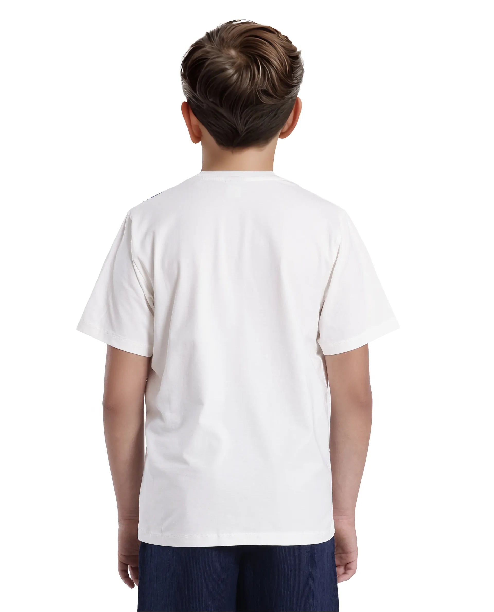 Rare Ones Kids Strok White Cotton Blend Short Sleeve Crew Neck Print T-Shirt
