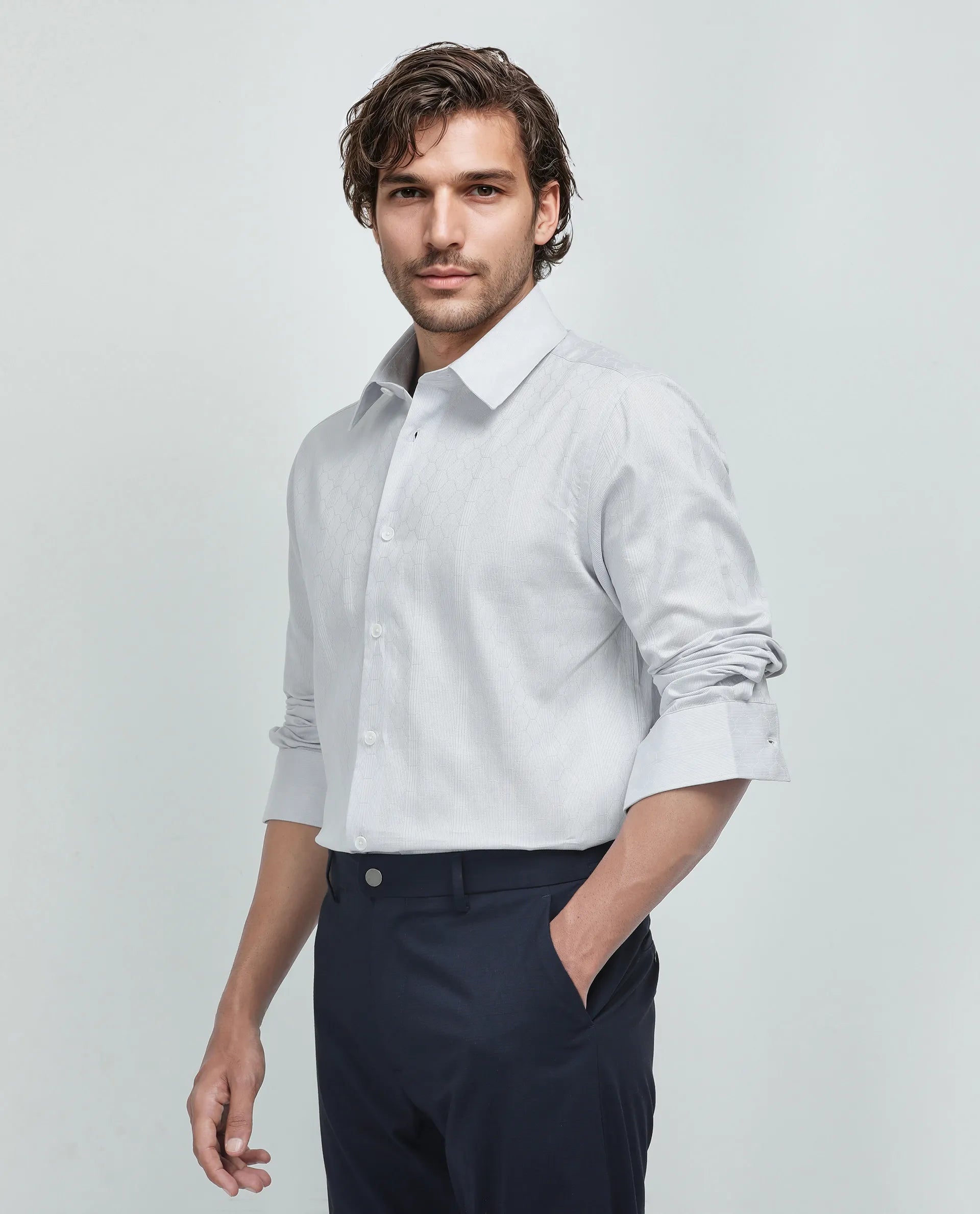 Rare Rabbit Men's Struk Light Purple Cotton Fabric Full Sleeve Collared Neck Button Closure Printed Shirt