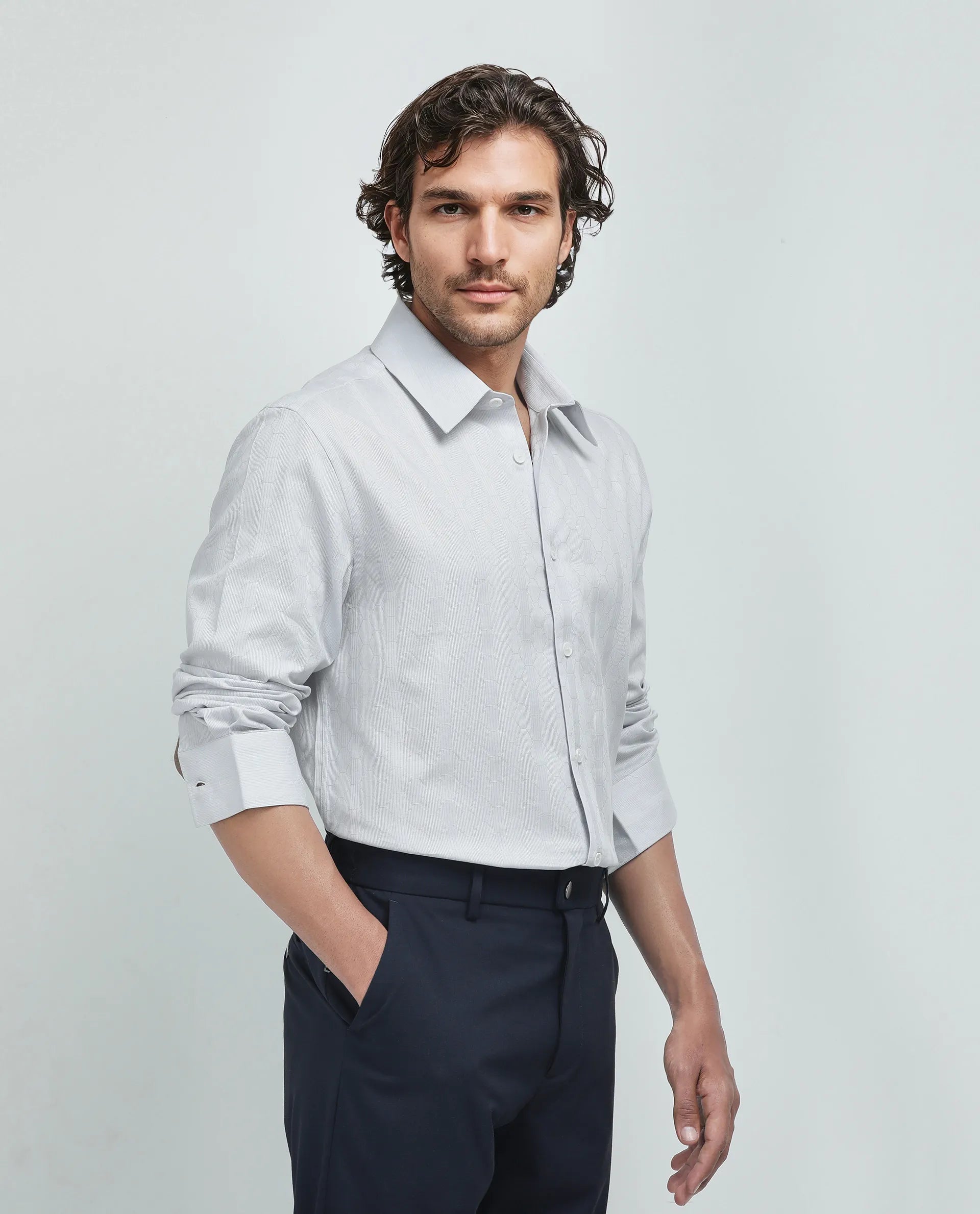 Rare Rabbit Men's Struk Light Purple Cotton Fabric Full Sleeve Collared Neck Button Closure Printed Shirt