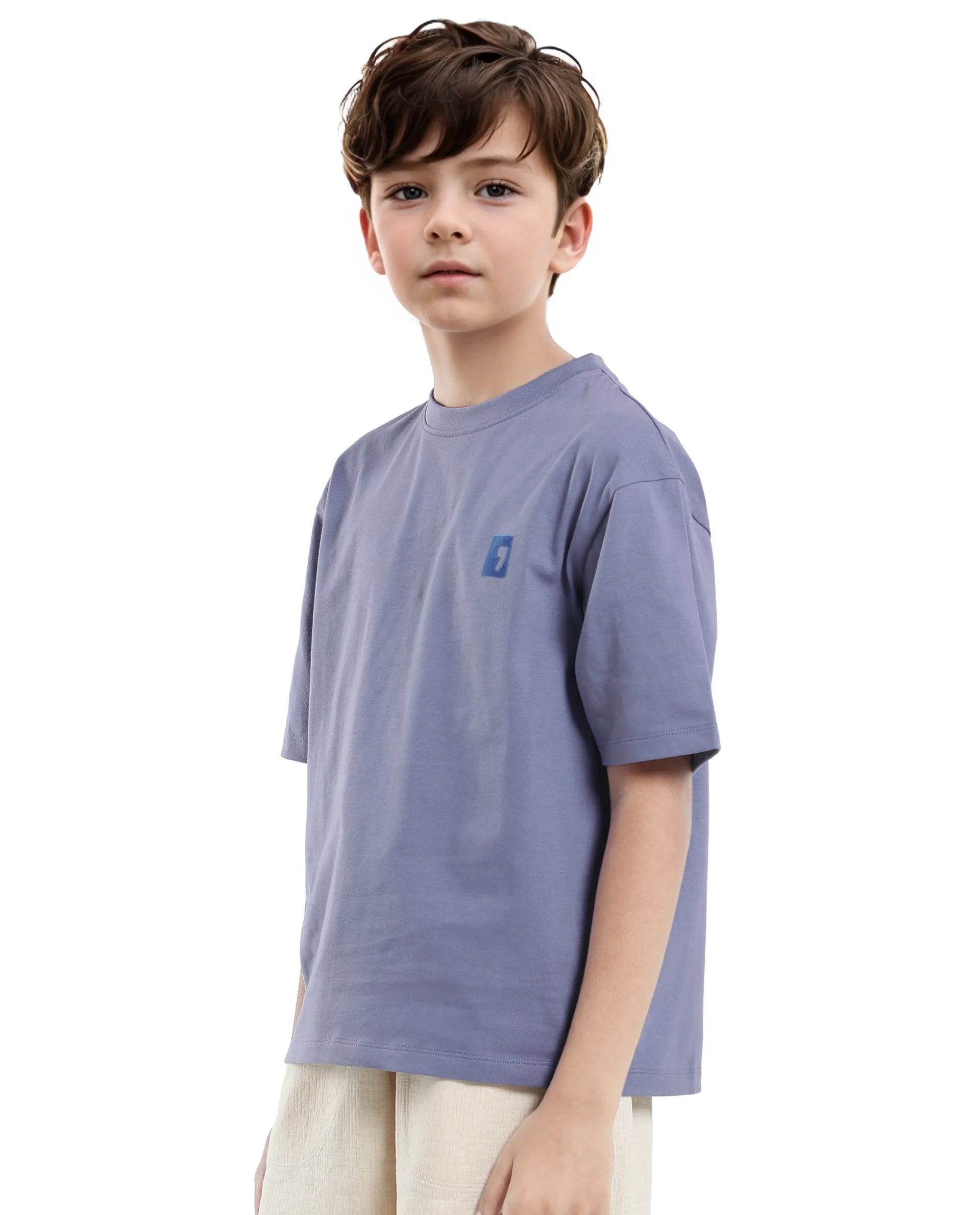 Rare Ones Kids Sudo Light Purple Cotton Graphic Printed Slip-On Oversized Fit T-Shirt