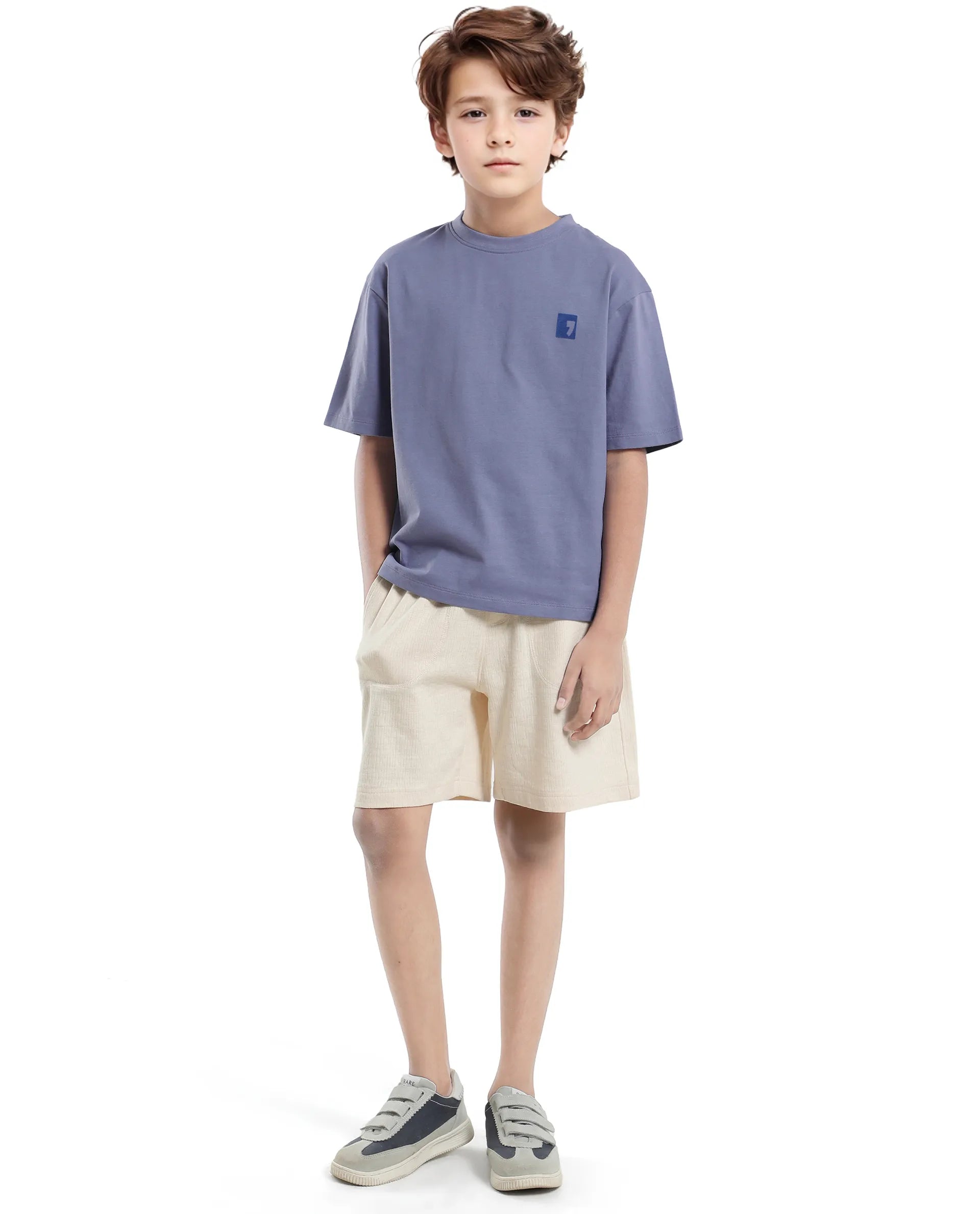 Rare Ones Kids Sudo Light Purple Cotton Graphic Printed Slip-On Oversized Fit T-Shirt