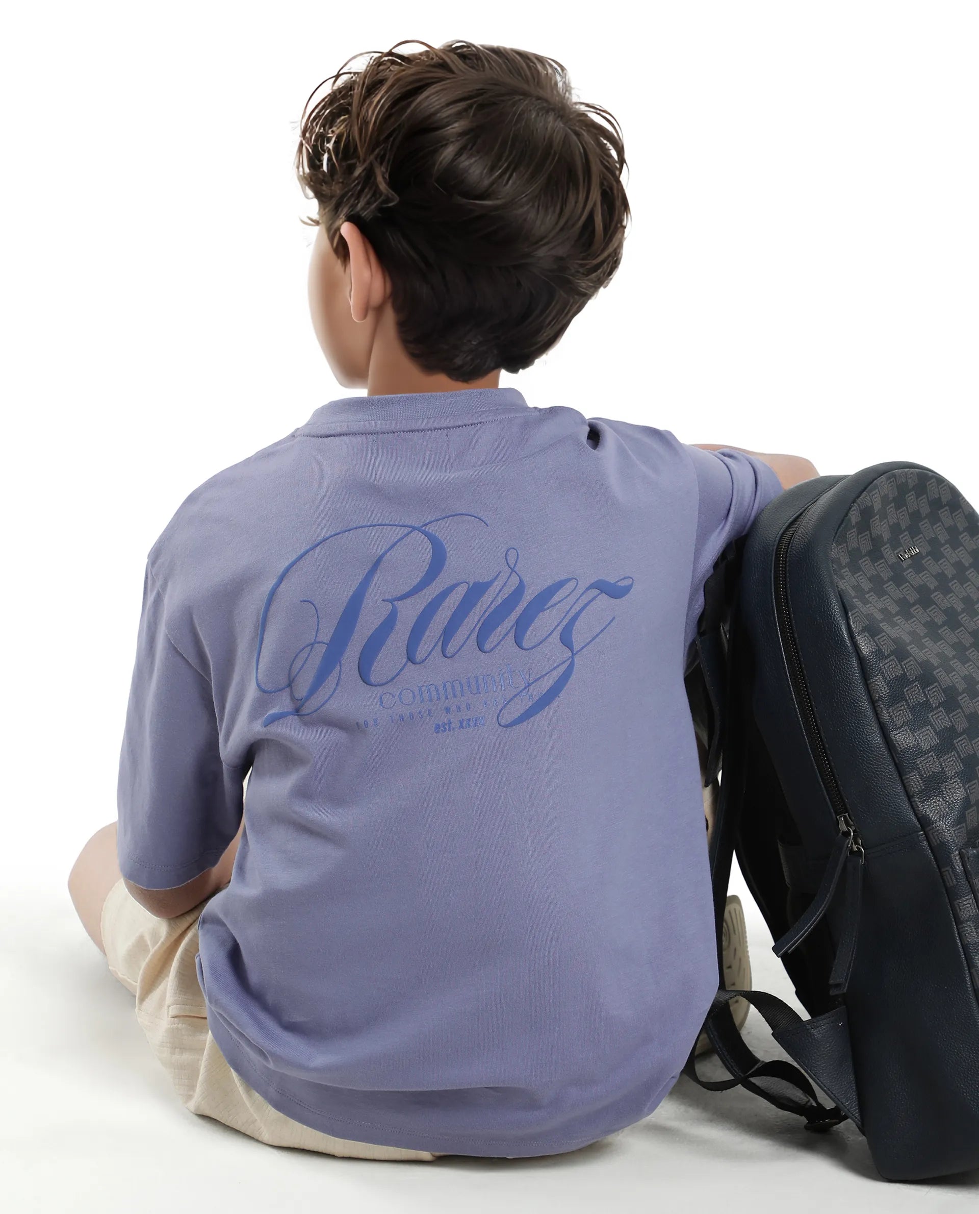 Rare Ones Kids Sudo Light Purple Cotton Graphic Printed Slip-On Oversized Fit T-Shirt