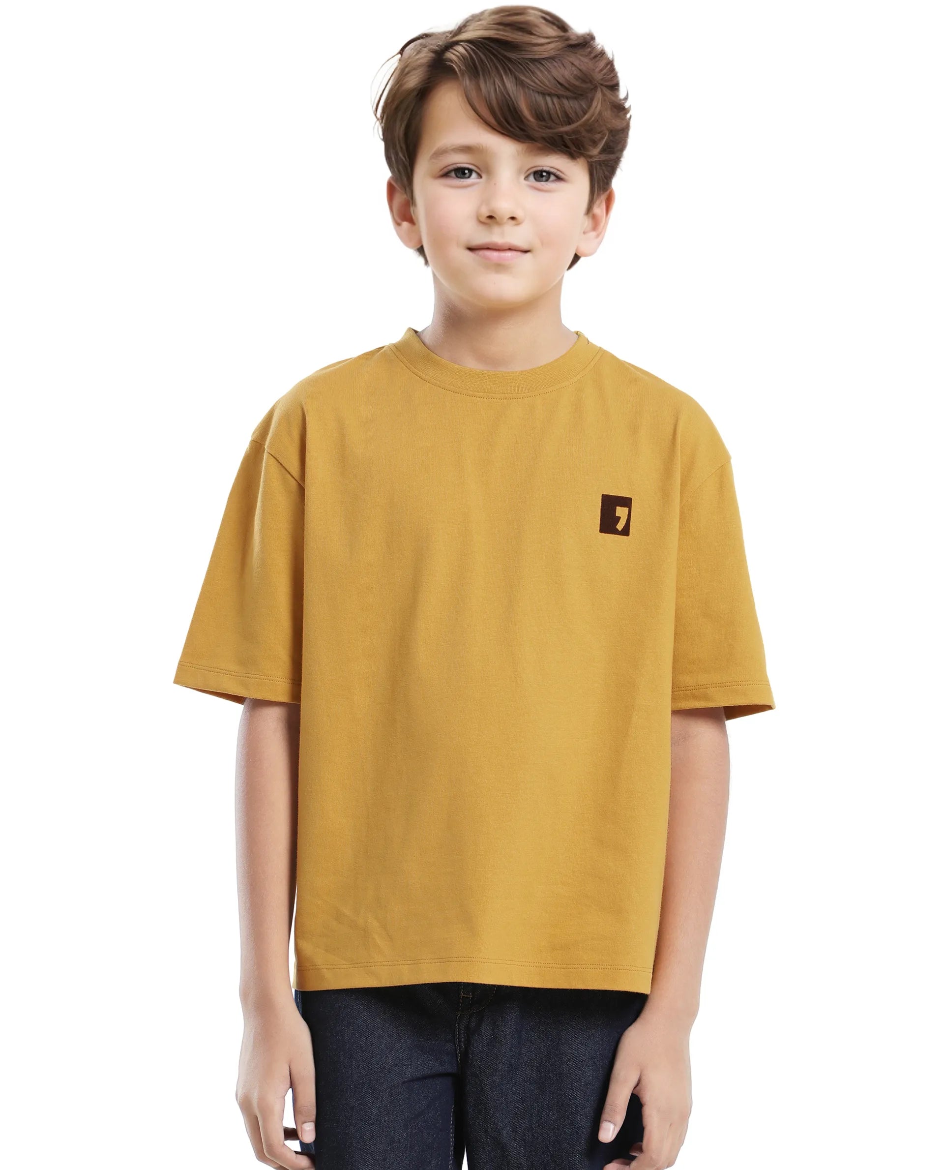 Rare Ones Kids Sudo Yellow Cotton Graphic Printed Slip-On Oversized Fit T-Shirt