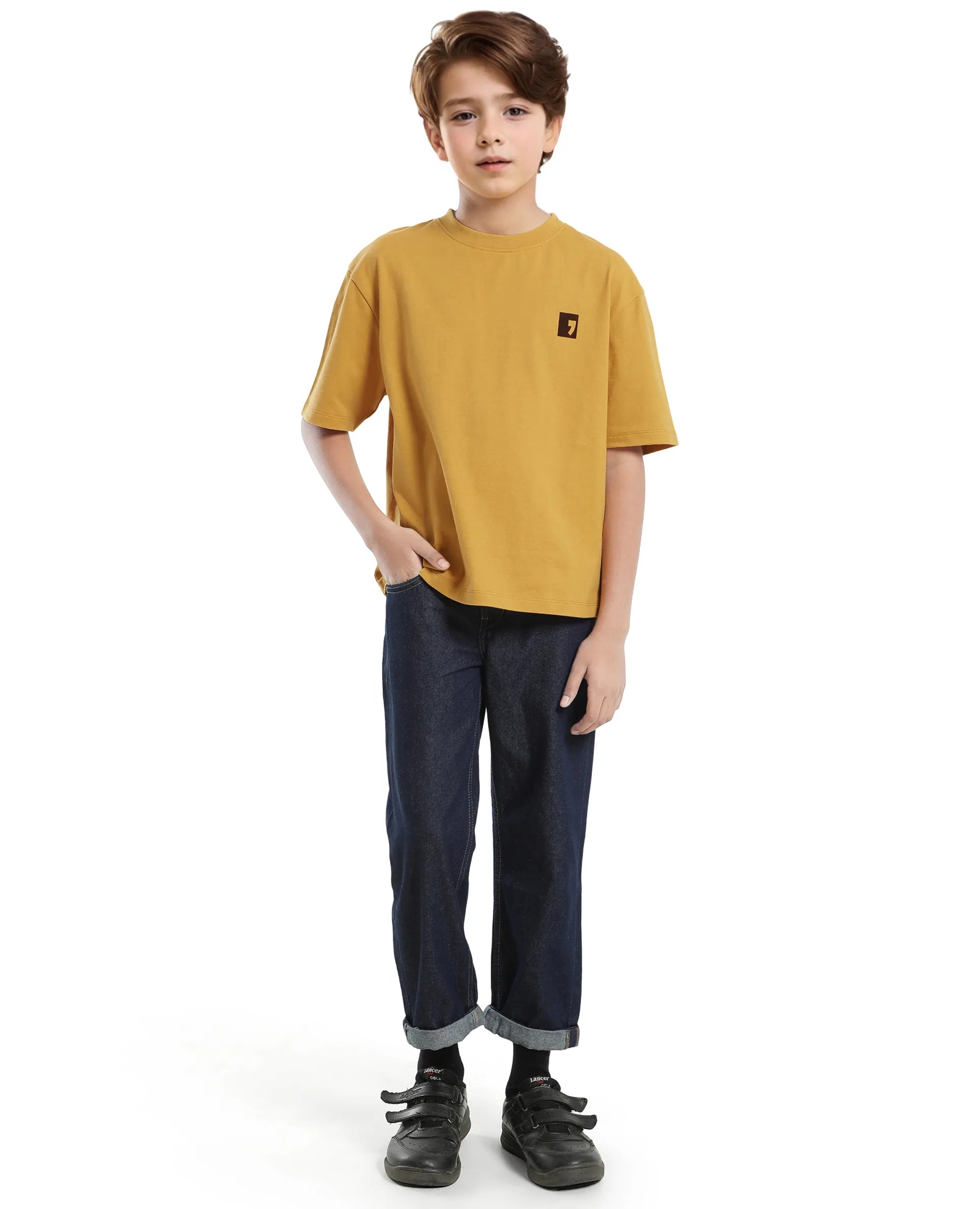 Rare Ones Kids Sudo Yellow Cotton Graphic Printed Slip-On Oversized Fit T-Shirt