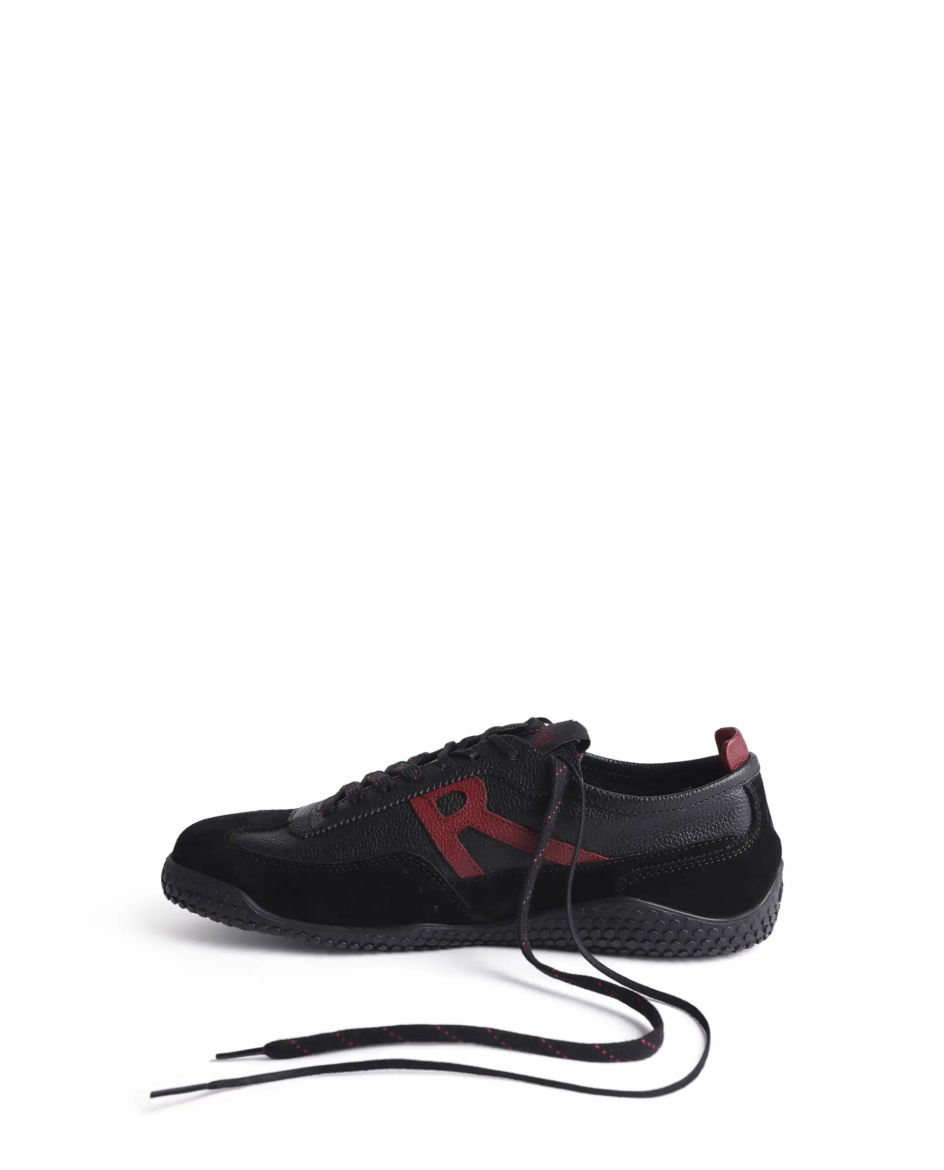 Rarez Men's Sugoi Membo Primary Black/Red Leather Regular Sneaker