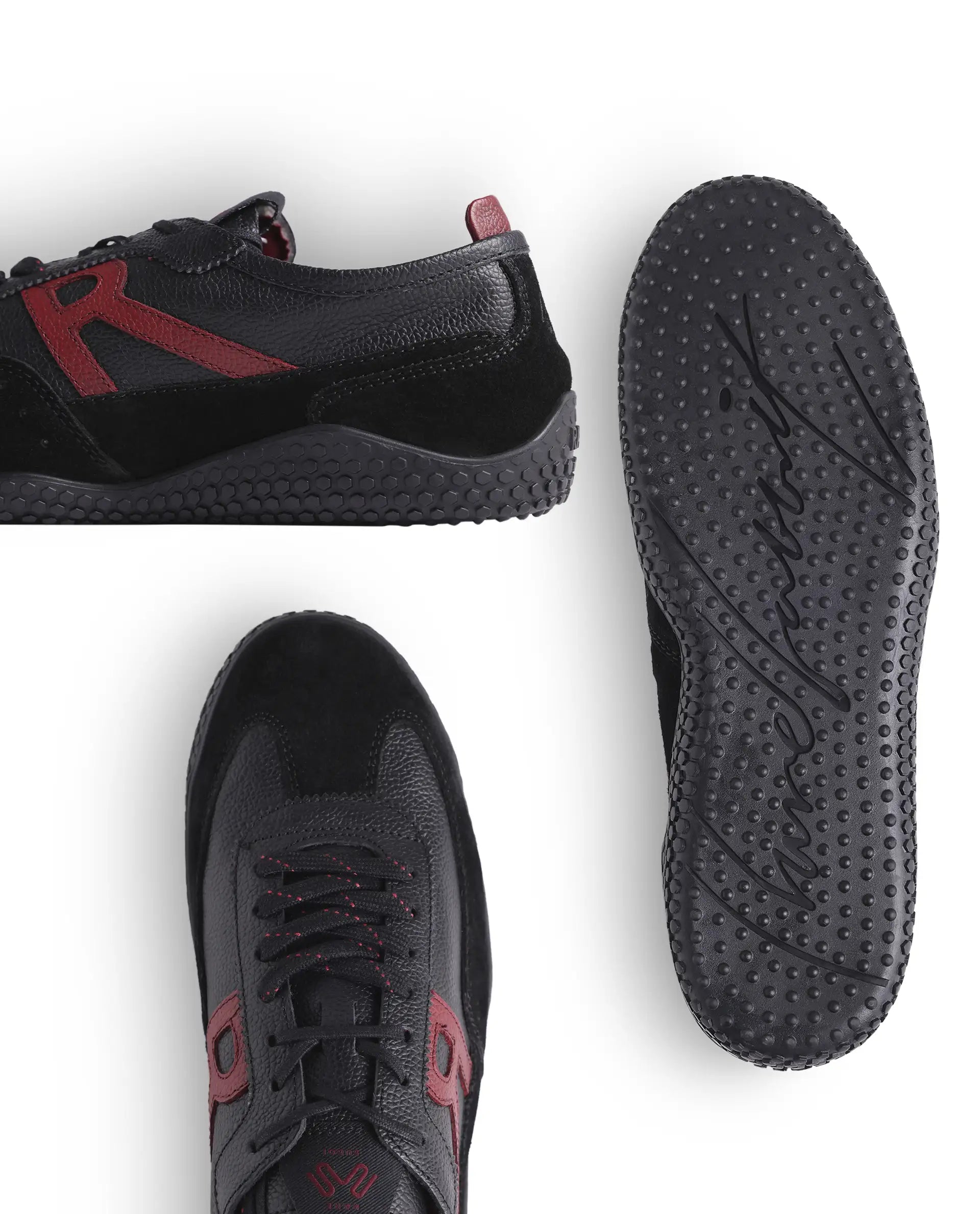 Rarez Men's Sugoi Membo Primary Black/Red Leather Regular Sneaker