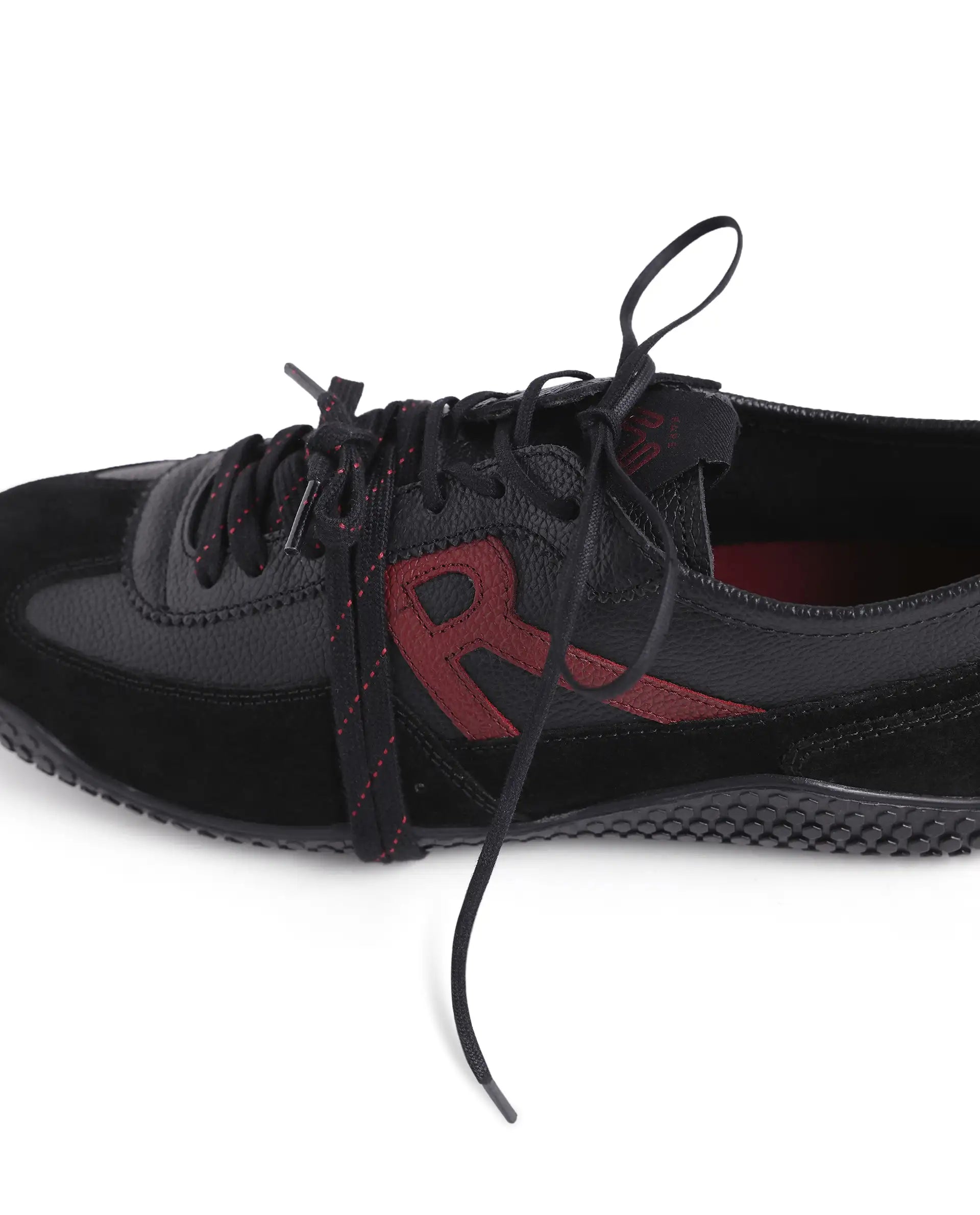 Rarez Men's Sugoi Membo Primary Black/Red Leather Regular Sneaker