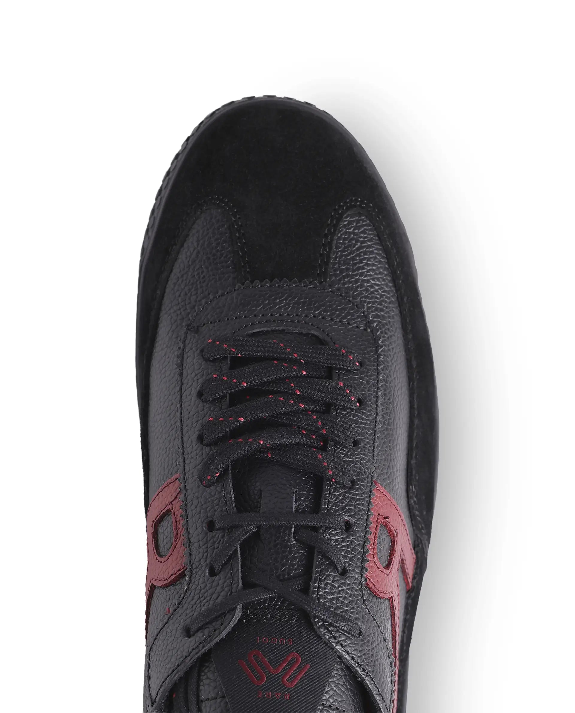 Rarez Men's Sugoi Membo Primary Black/Red Leather Regular Sneaker