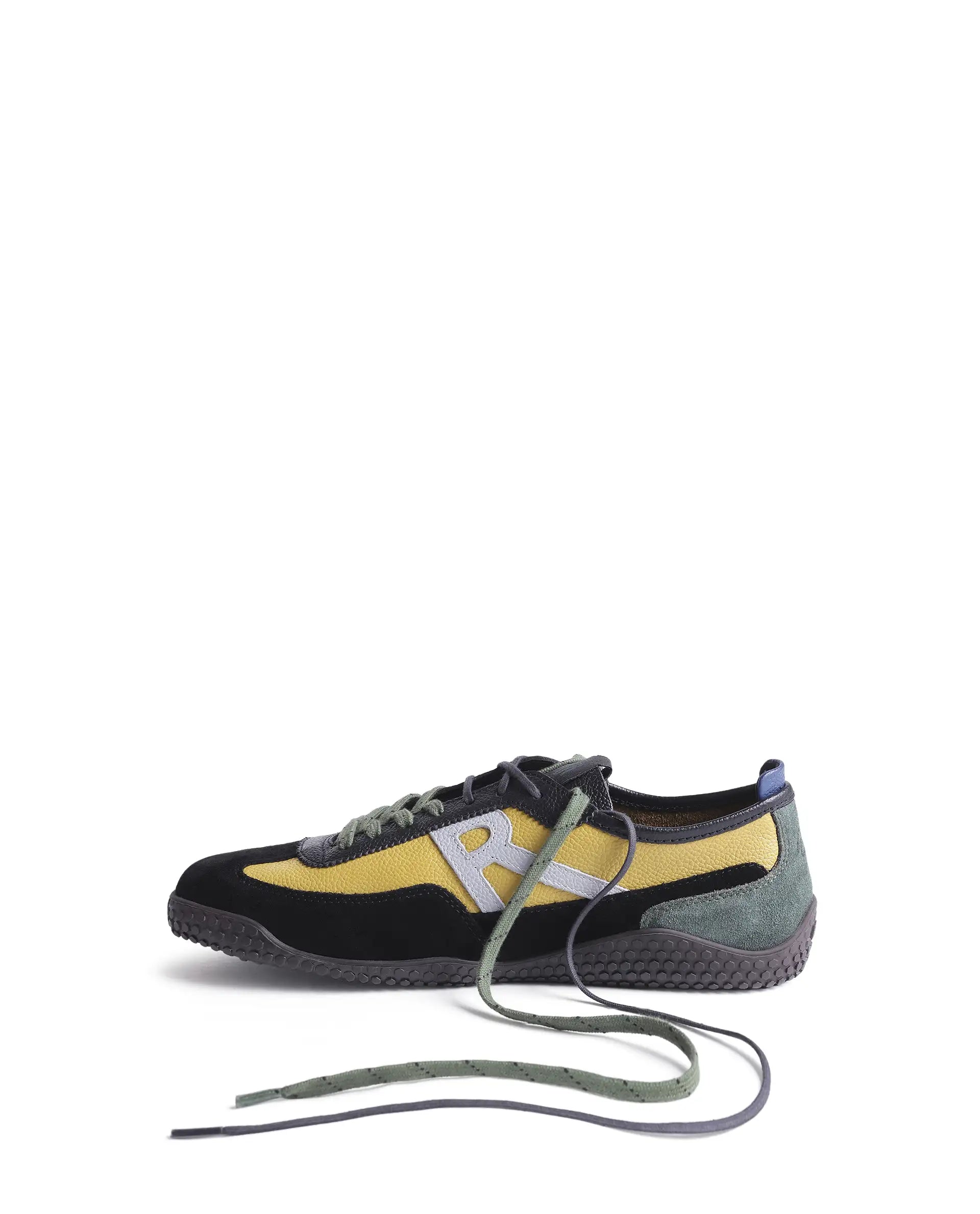 Rarez Men's Sugoi Membo Dark Yellow/Black Leather Regular Sneaker