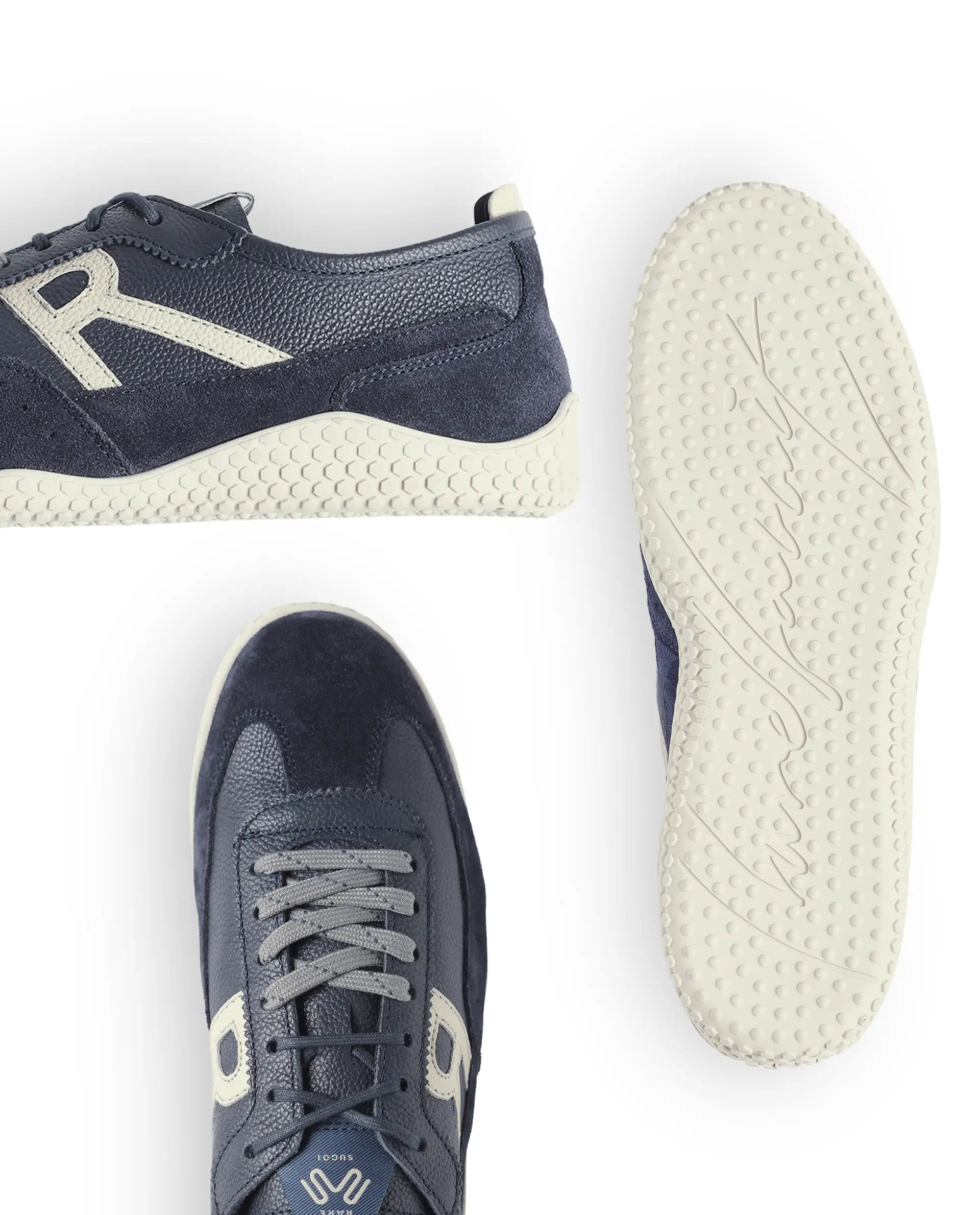 Rarez Men's Sugoi Membo Primary Navy/Ecru Leather Regular Sneaker