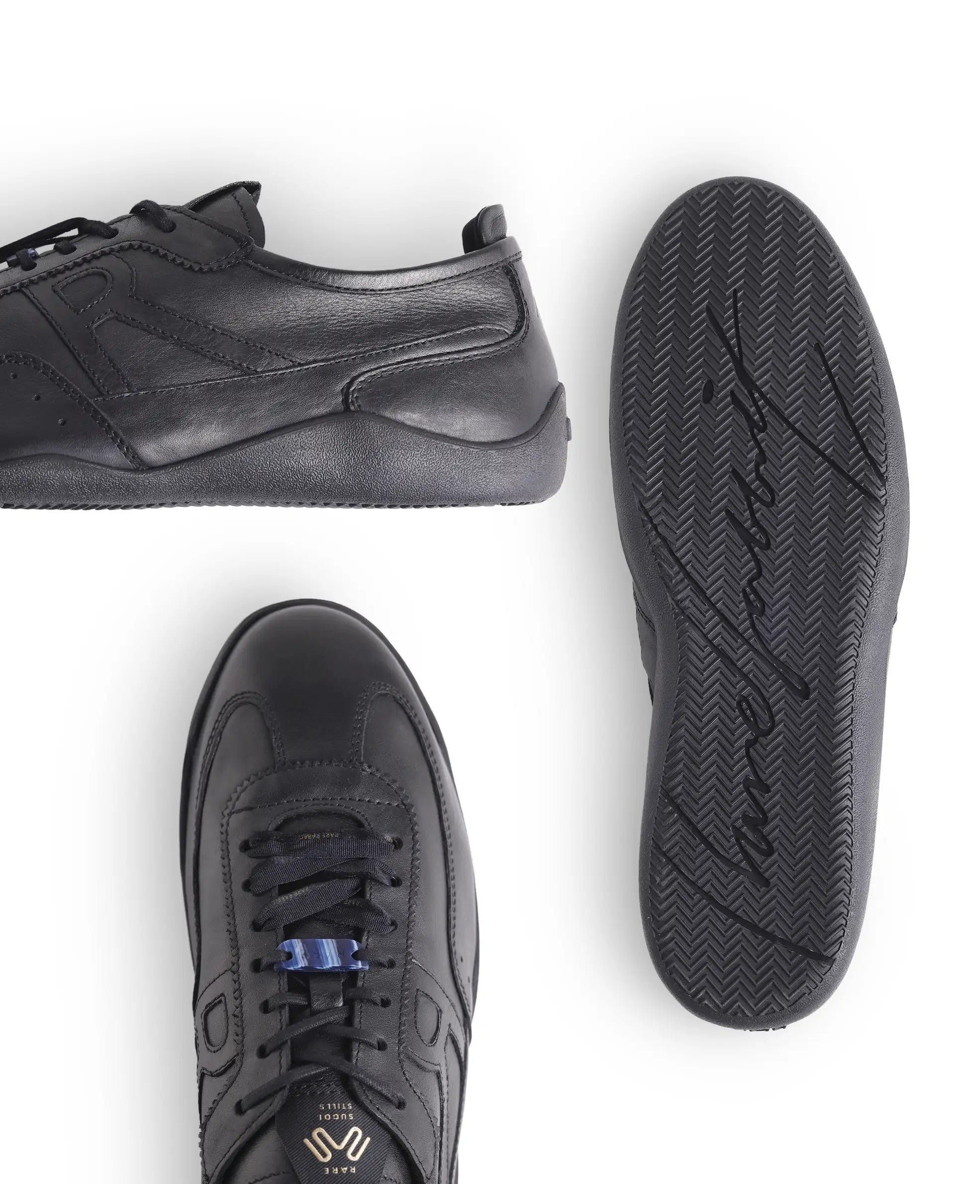 Rarez Men's Sugoi Still Primary Black Leather Regular RESERVE ZERO Sneaker