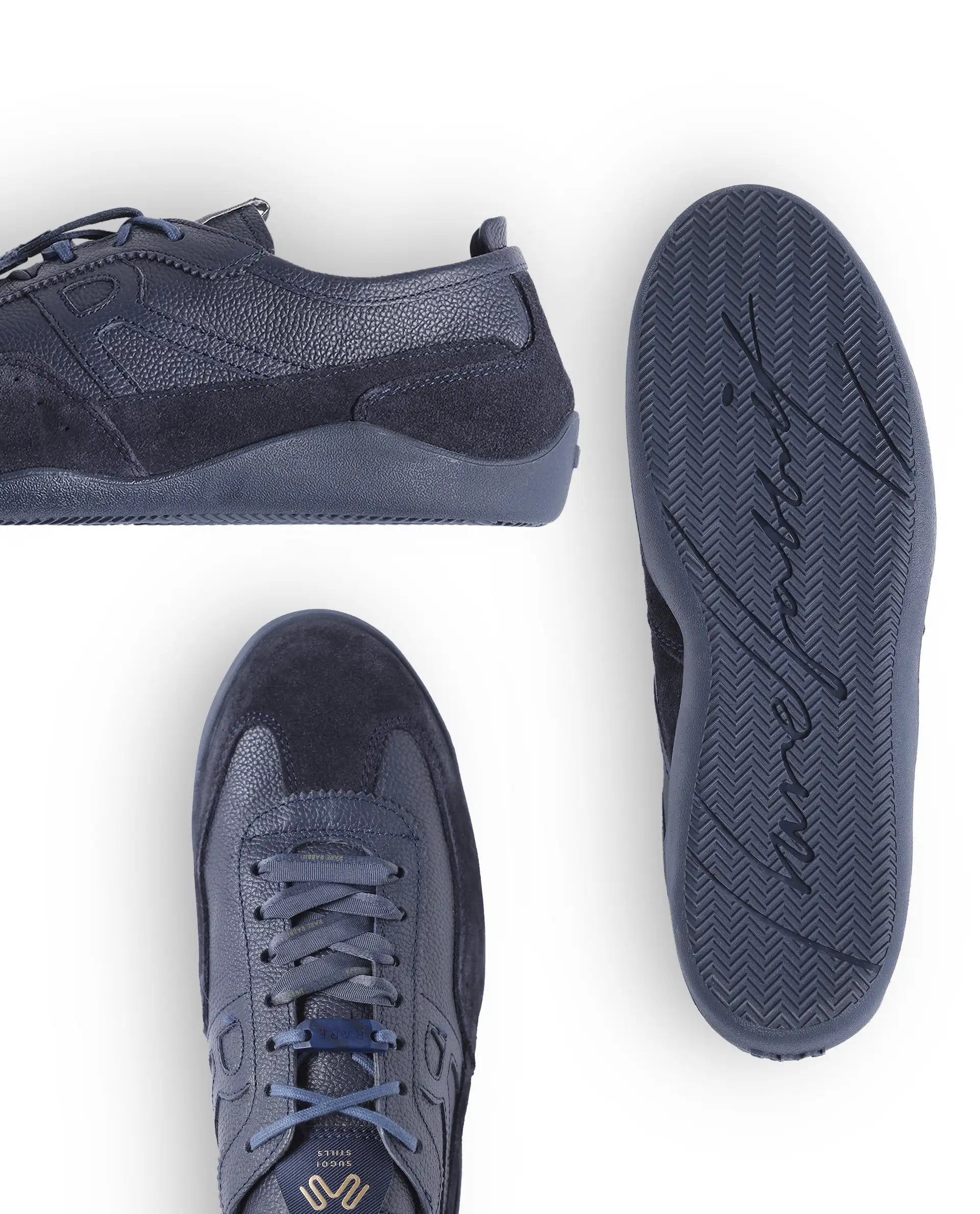 Rarez Men's Sugoi Still Primary Navy Leather Regular Sneaker