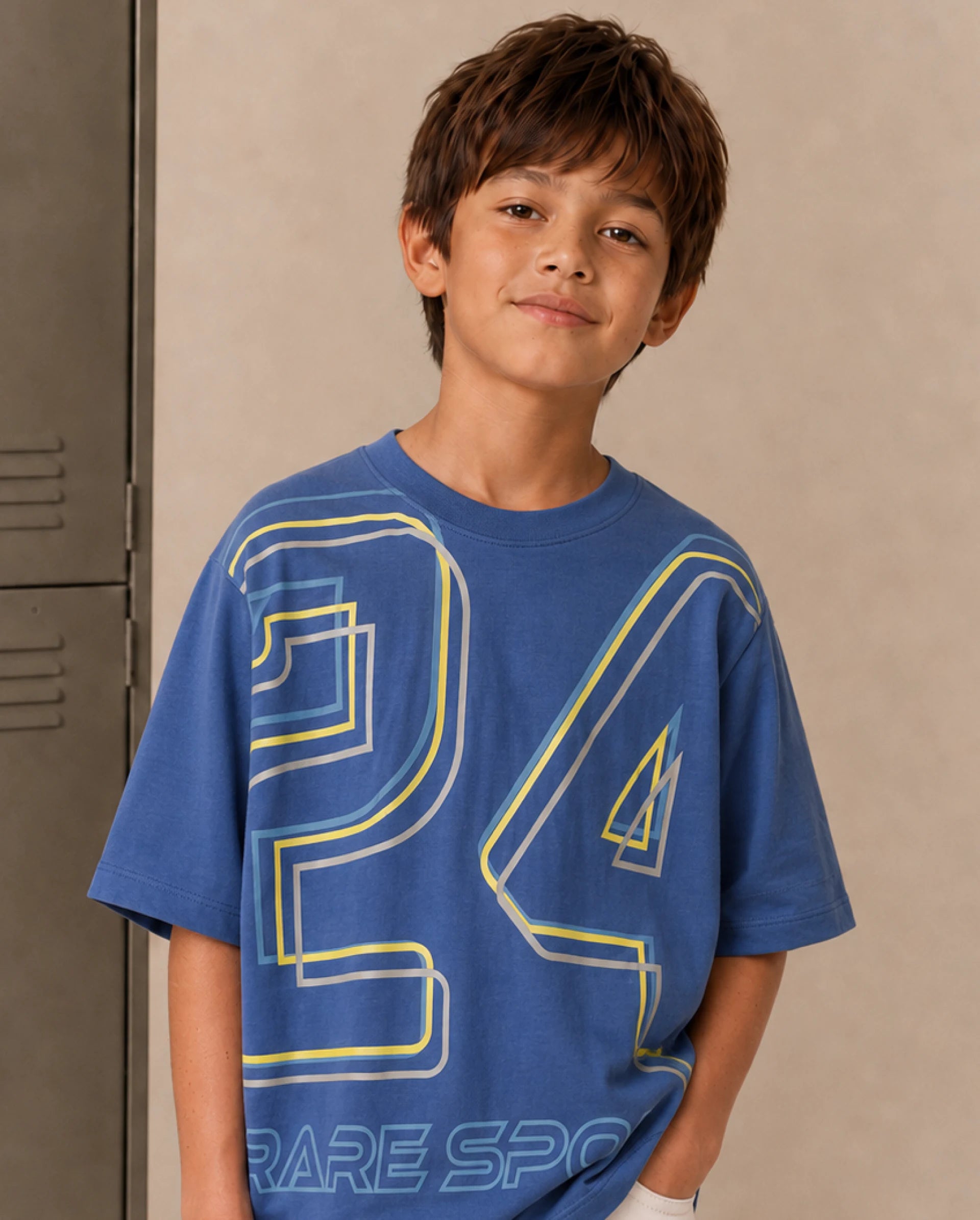 Rare Ones Kids Svant Blue Cotton Fabric Pull-On Regular Fit Graphic Print T-Shirt