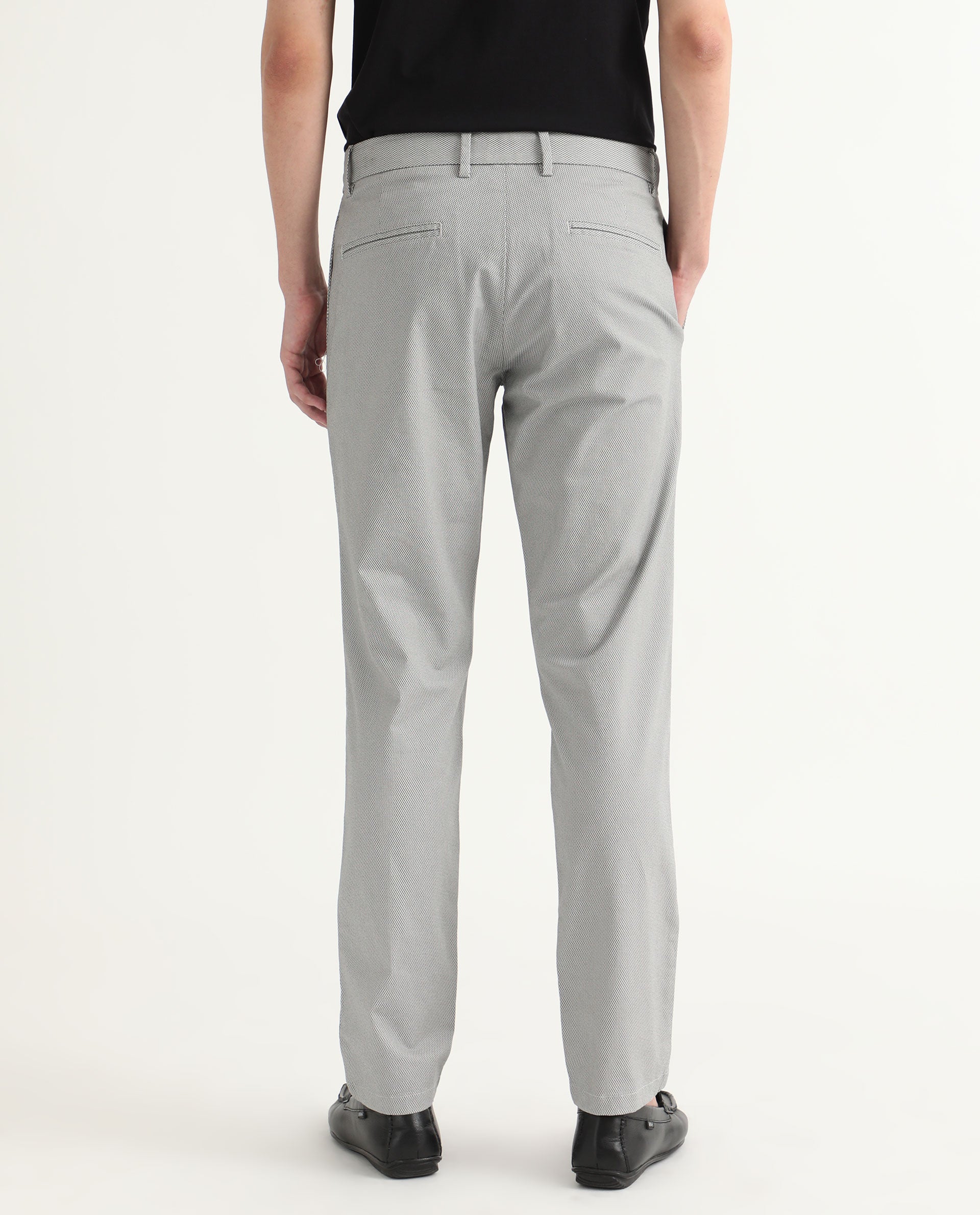 Buy WES Formals Grey Houndstooth Slim Tapered Fit Trousers from Westside