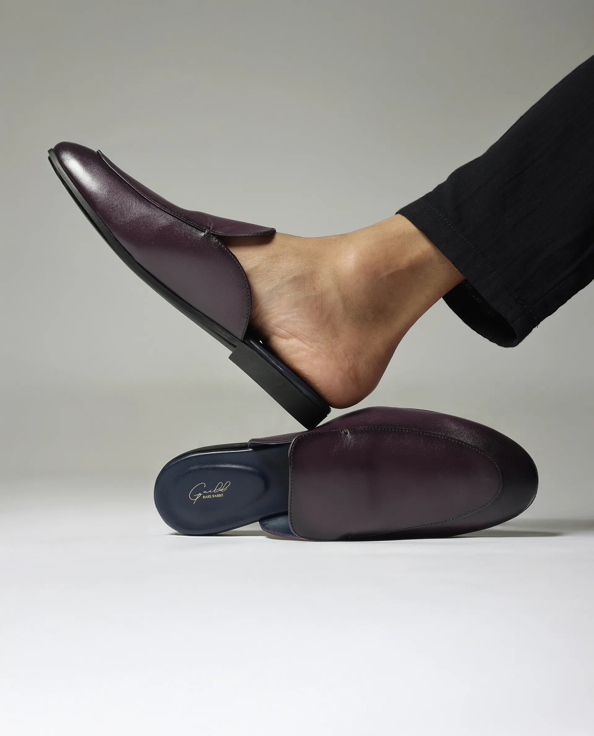 Rare Rabbit Men Sydney Burgundy Slip-On Mule