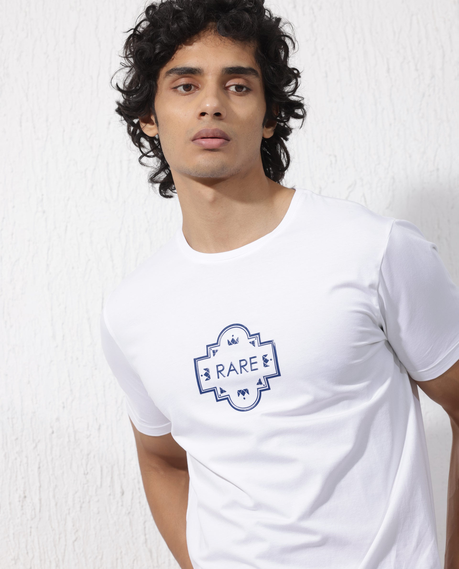 Rare Rabbit Mens Syrus White Short Sleeve Graphic Print T-Shirt