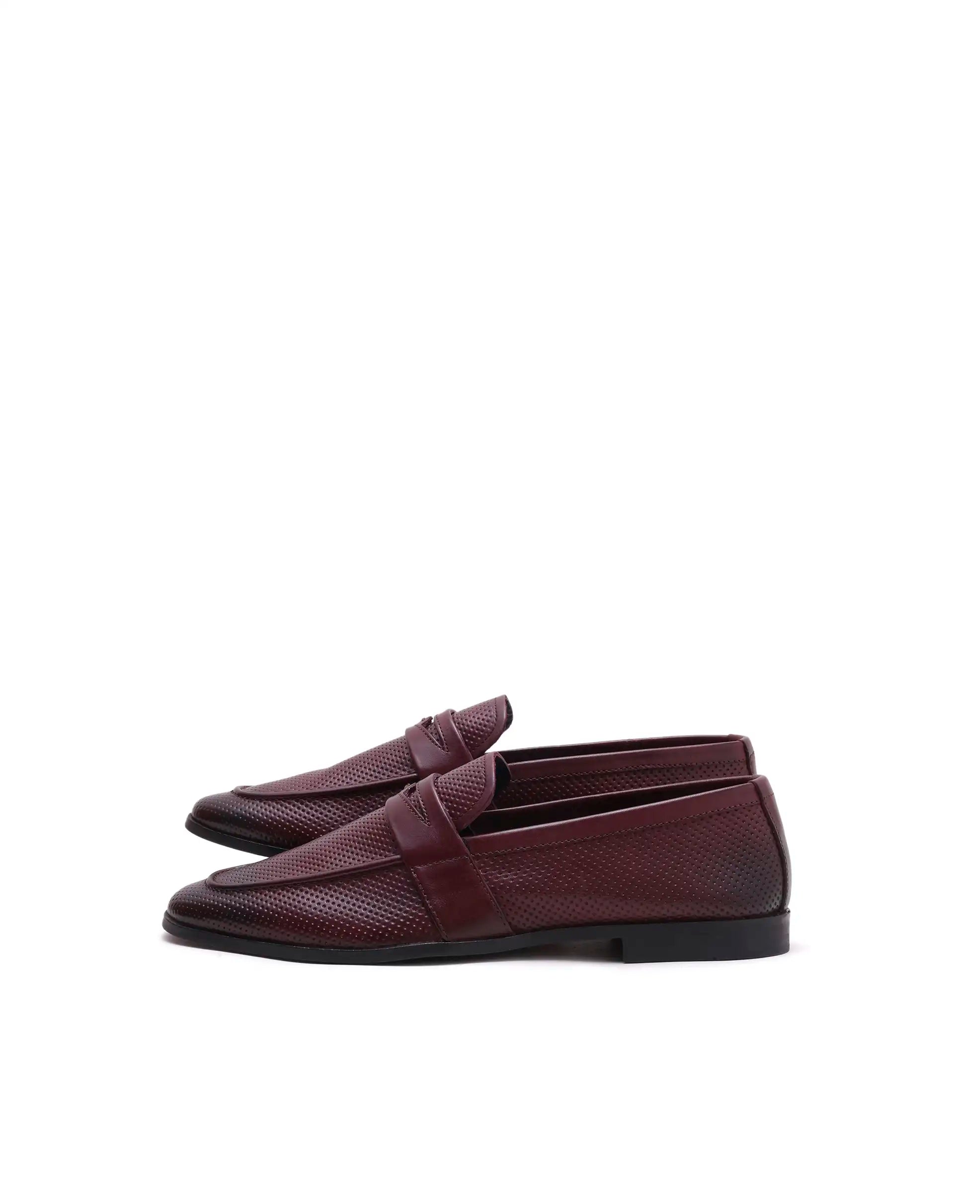 Rare Rabbit Men's Lucent Burgundy Leather Mocassin