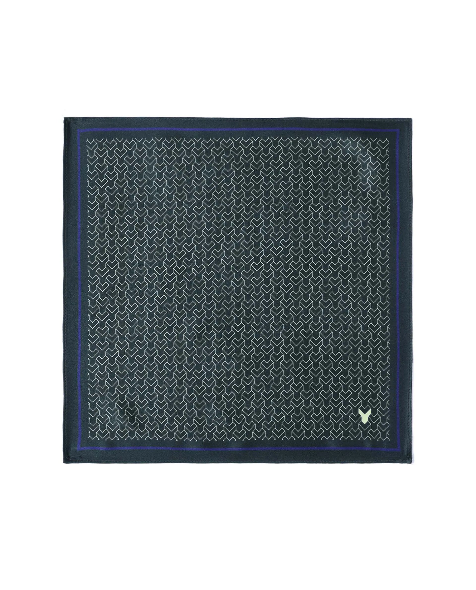 Rare Rabbit Men's Noaa-2 Turq Silk Fabric Monogram Print Pocket Square