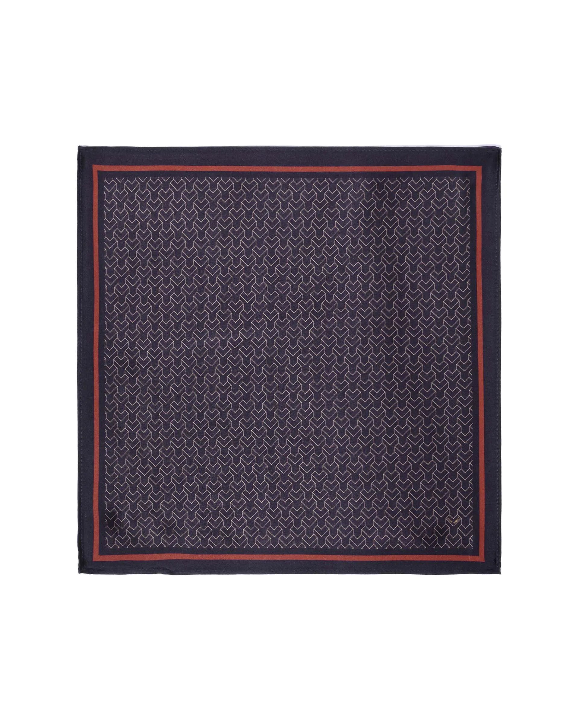 Rare Rabbit Men's Noaa Purple Silk Fabric Monogram Print Pocket Square