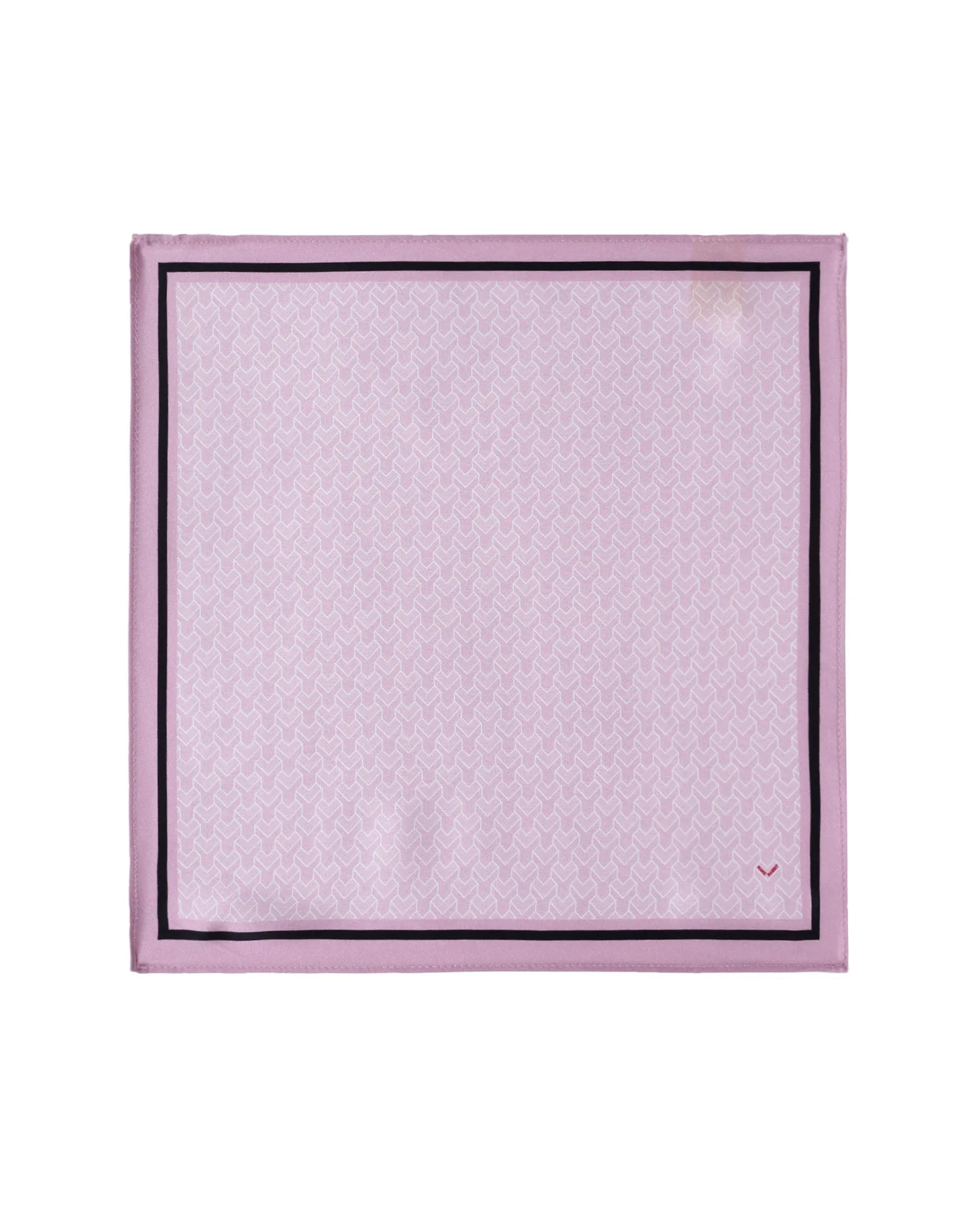 Rare Rabbit Men's Noaa Pink Silk Fabric Monogram Print Pocket Square